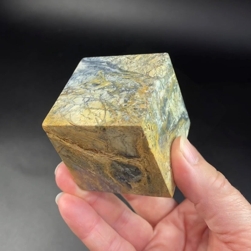 Green Malingano Jasper, Chert Breccia, Polished Cube
