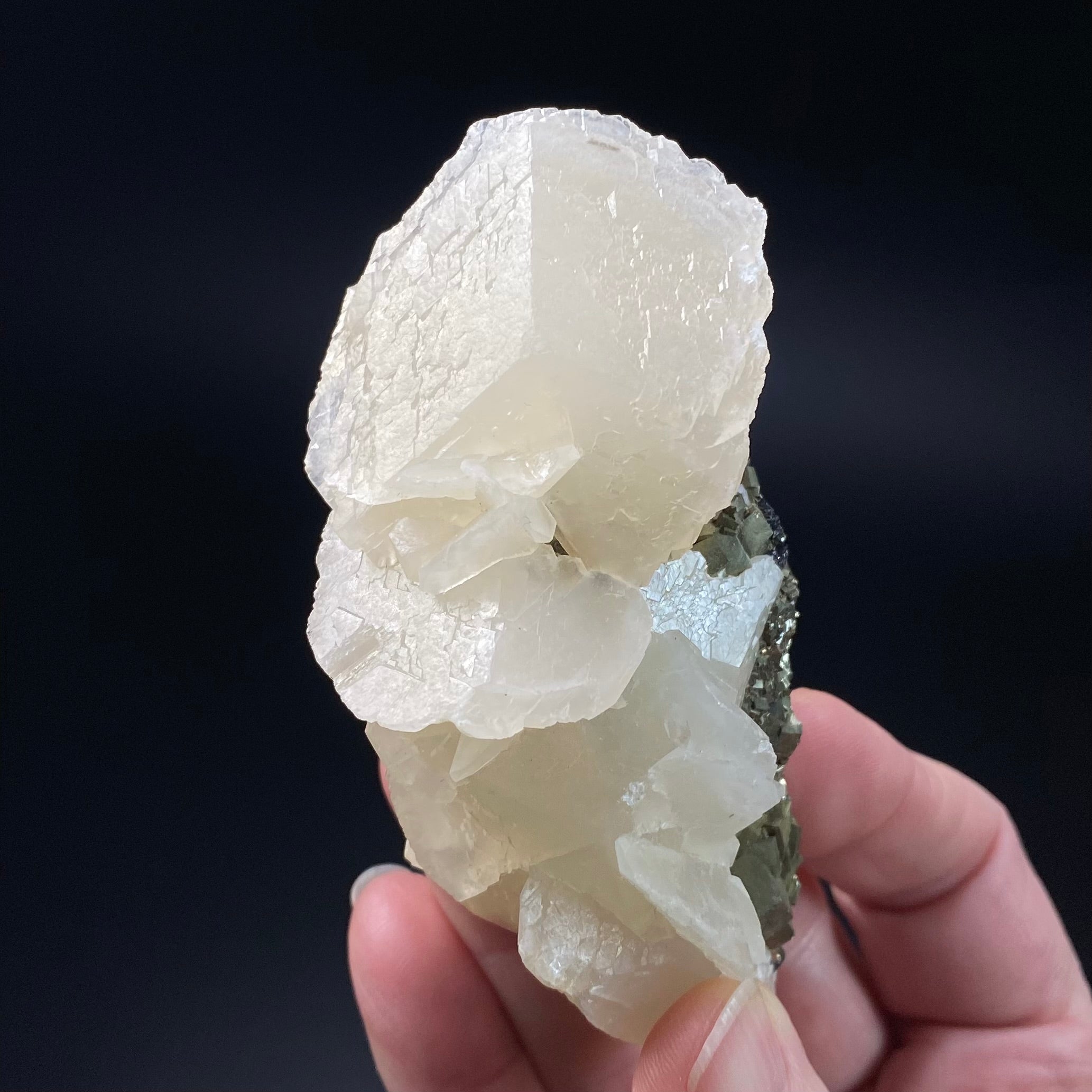 Fluorescent Calcite Specimen with Pyrite from Trepca Mine Complex, Kosovo