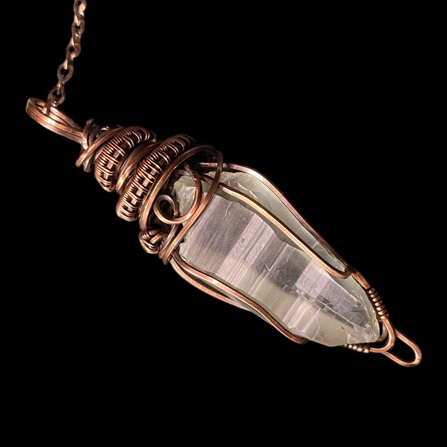 Himalayan Quartz Crystal & Copper Wire Wrapped Pendulum