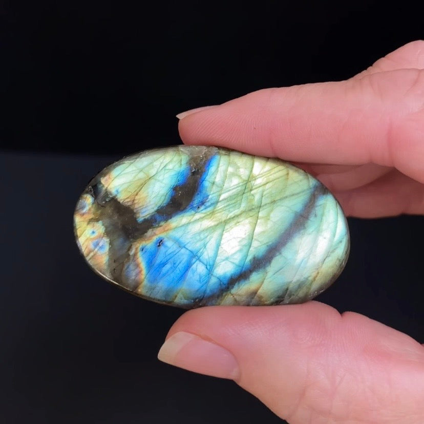 Blue Green Flash Labradorite Oval Shaped Cabochon