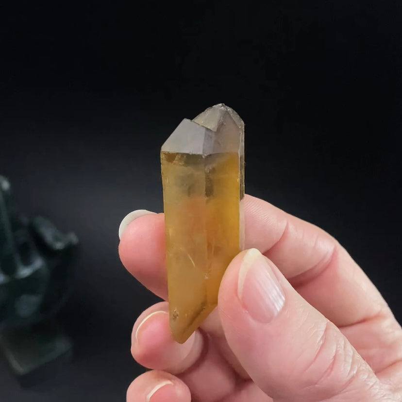 Double Terminated Smoky Citrine Crystal with Twin Termination from Chibuku Mine, Zimbabwe
