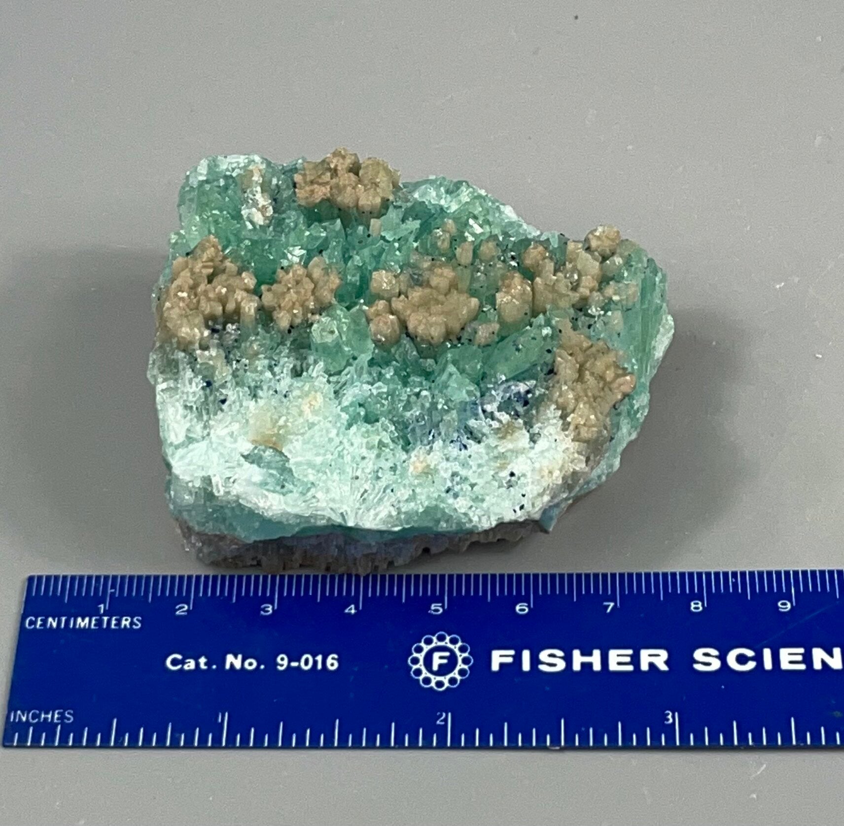 Green & Brown Aragonite Cluster with Minor Azurite - Green Areas Phosphorescent