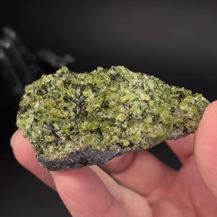 Peridot Crystals on Basalt Matrix from San Carlos, Globe, Arizona