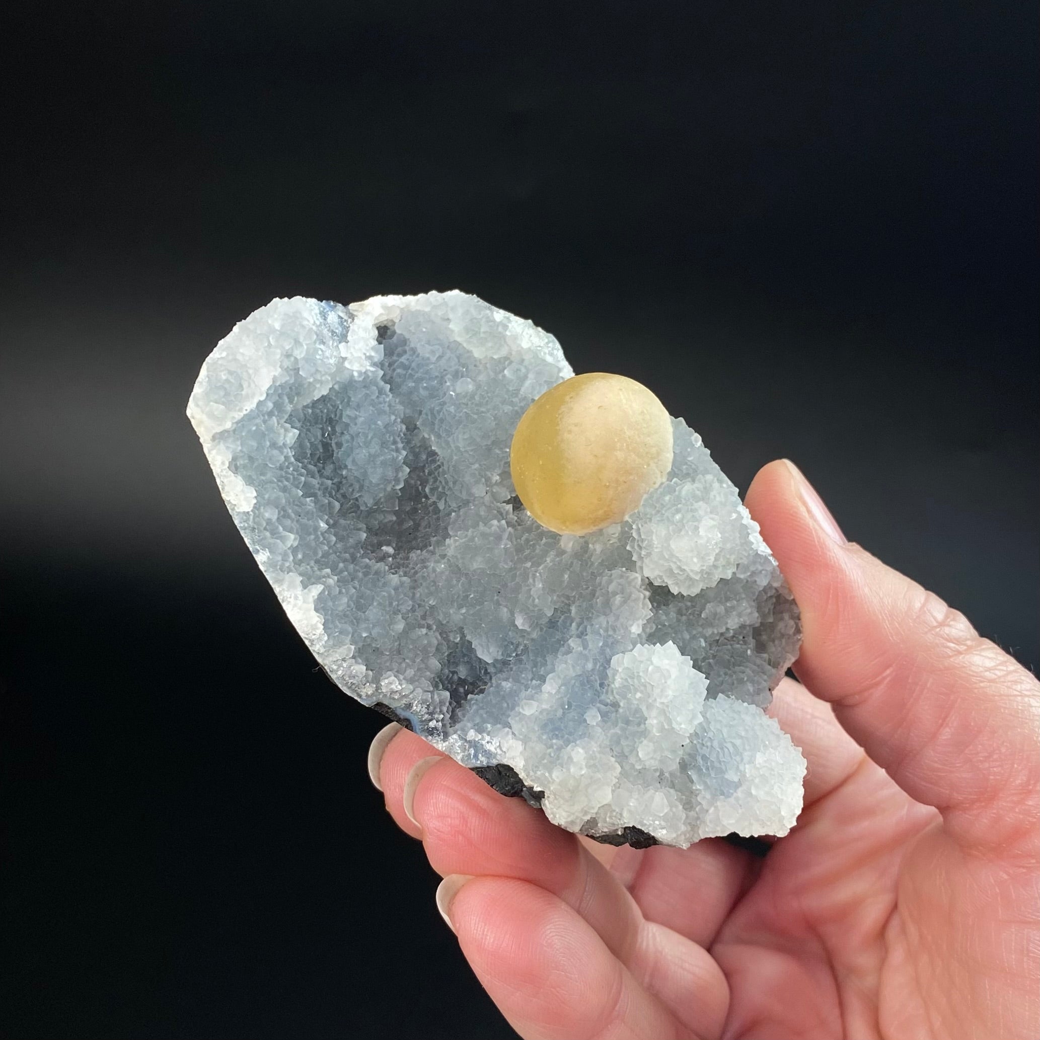 Botryoidal Fluorite on Chalcedony, Mahodari, Nashik District, Maharashtra, India