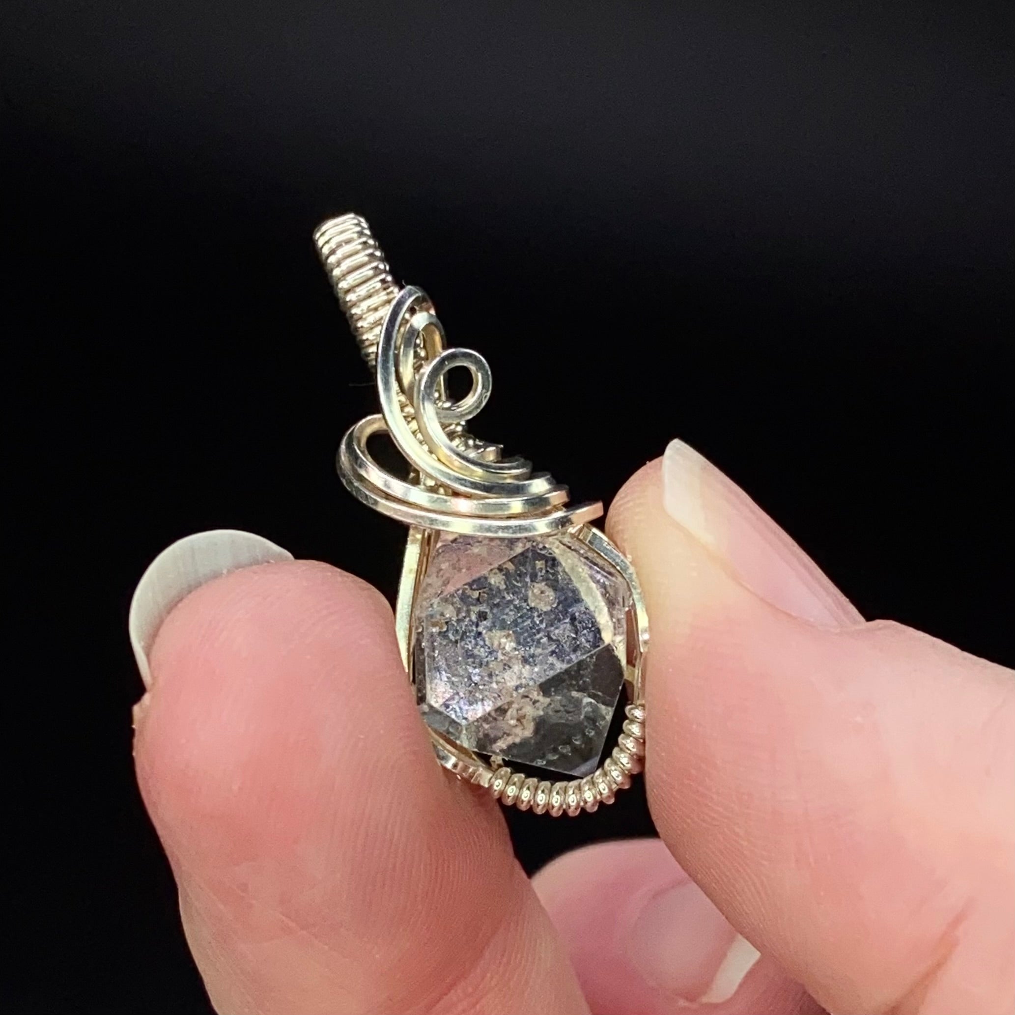 Raw Topaz Crystal & Sterling Silver Wire Wrapped Pendant