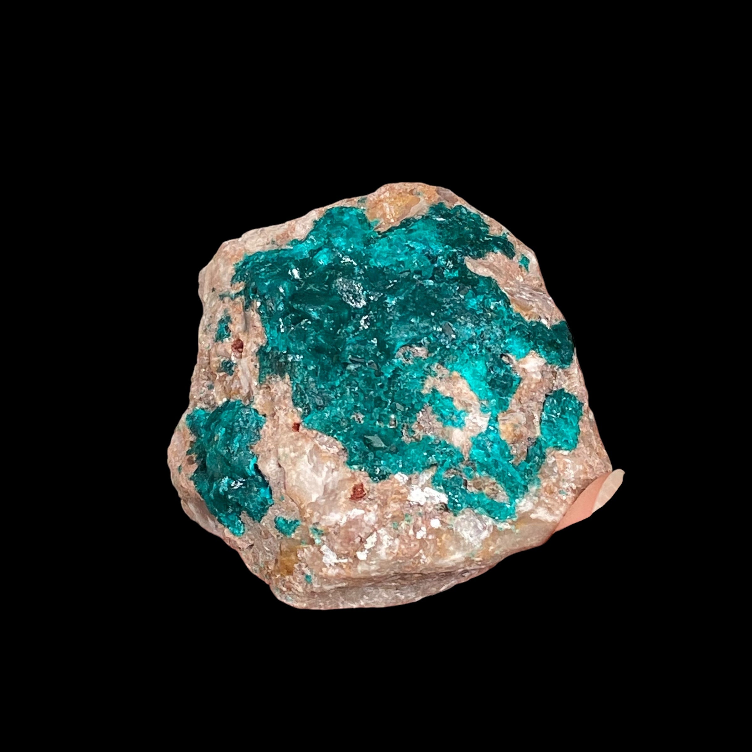 Dioptase Crystals on Sandy Quartz Rich Matrix