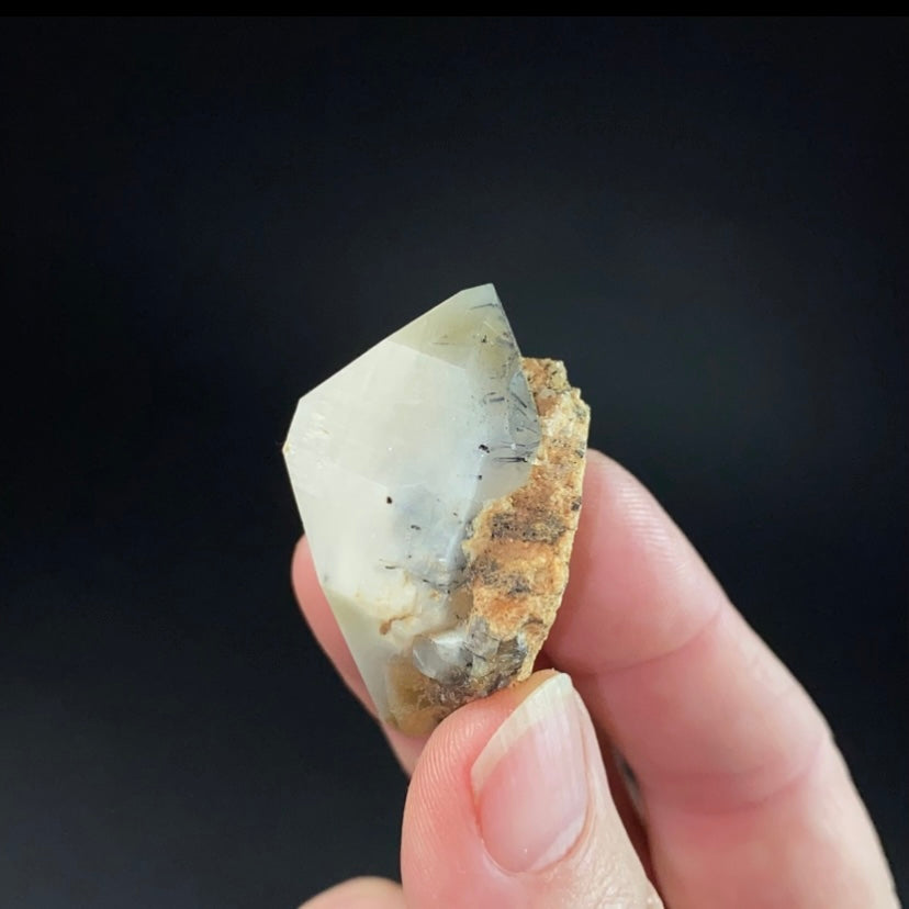 Double Terminated Astrophyllite and Aegirine Included Quartz Crystal Zagi Mountain, Pakistan
