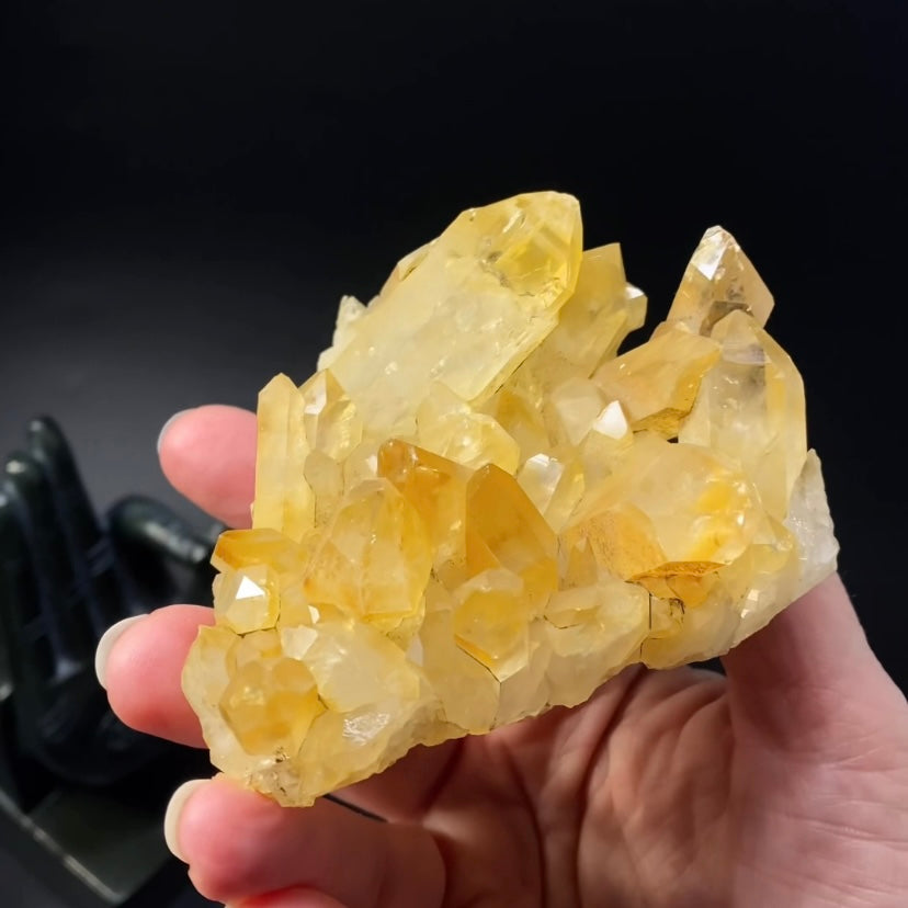 Clear Quartz Crystal Cluster with Natural Yellow Iron Oxide Coating