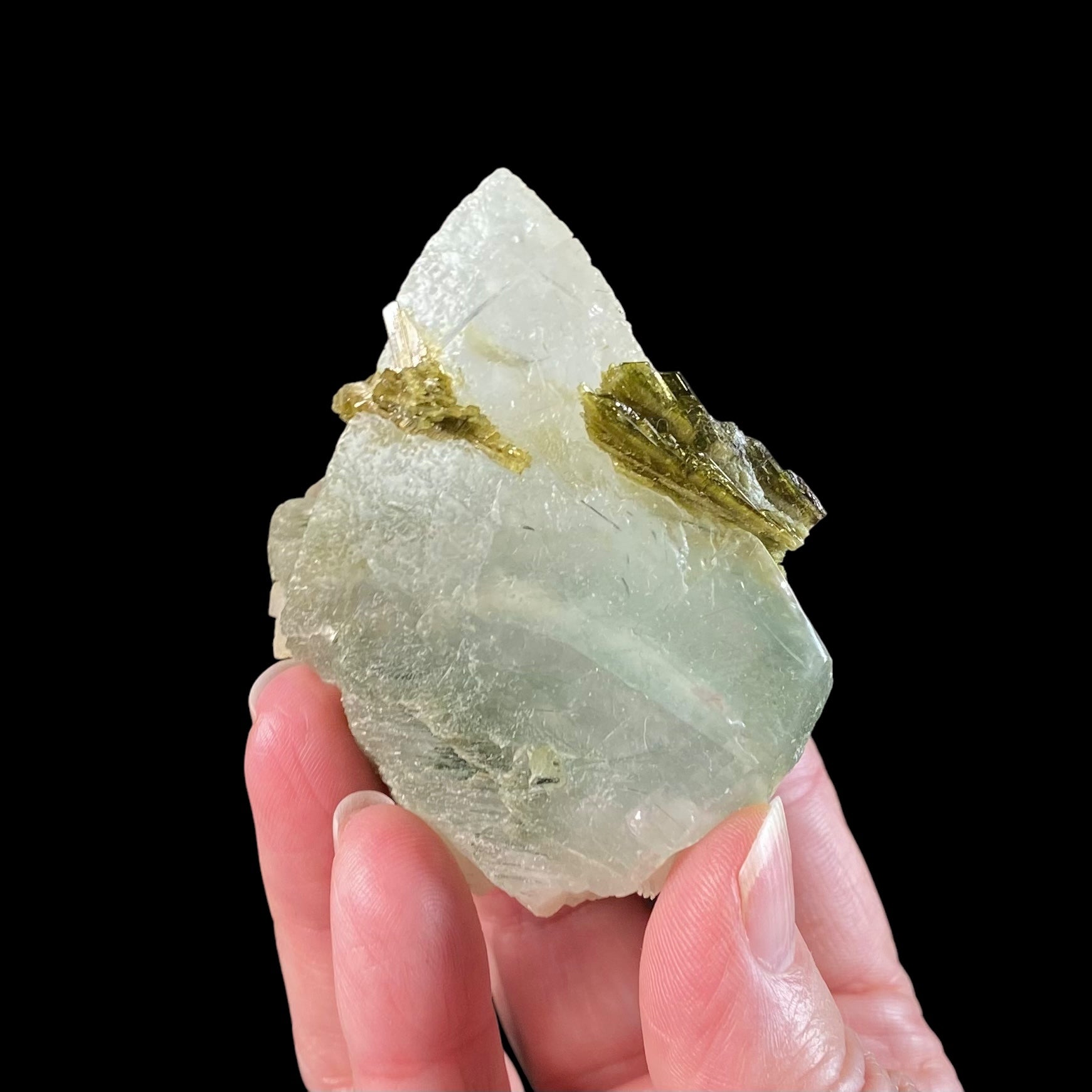 Scalenohedral "Dog Tooth" Calcite Crystal with Epidote & Diopside - Fluorescent