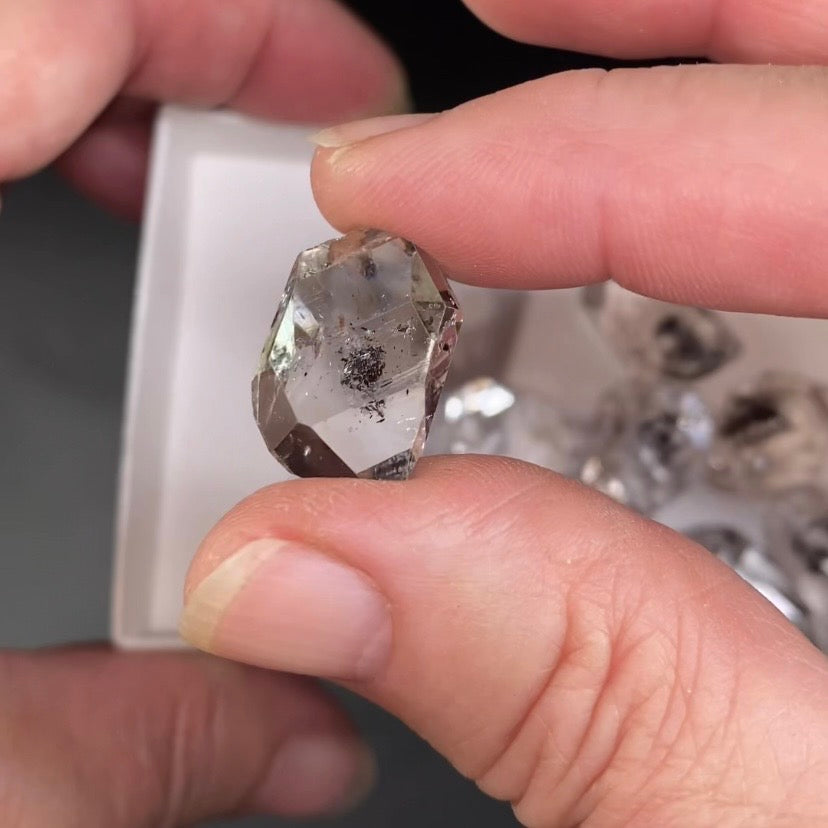 Double Terminated Diamond Style Quartz Pakimer Crystal Lot with Carbon Inclusions