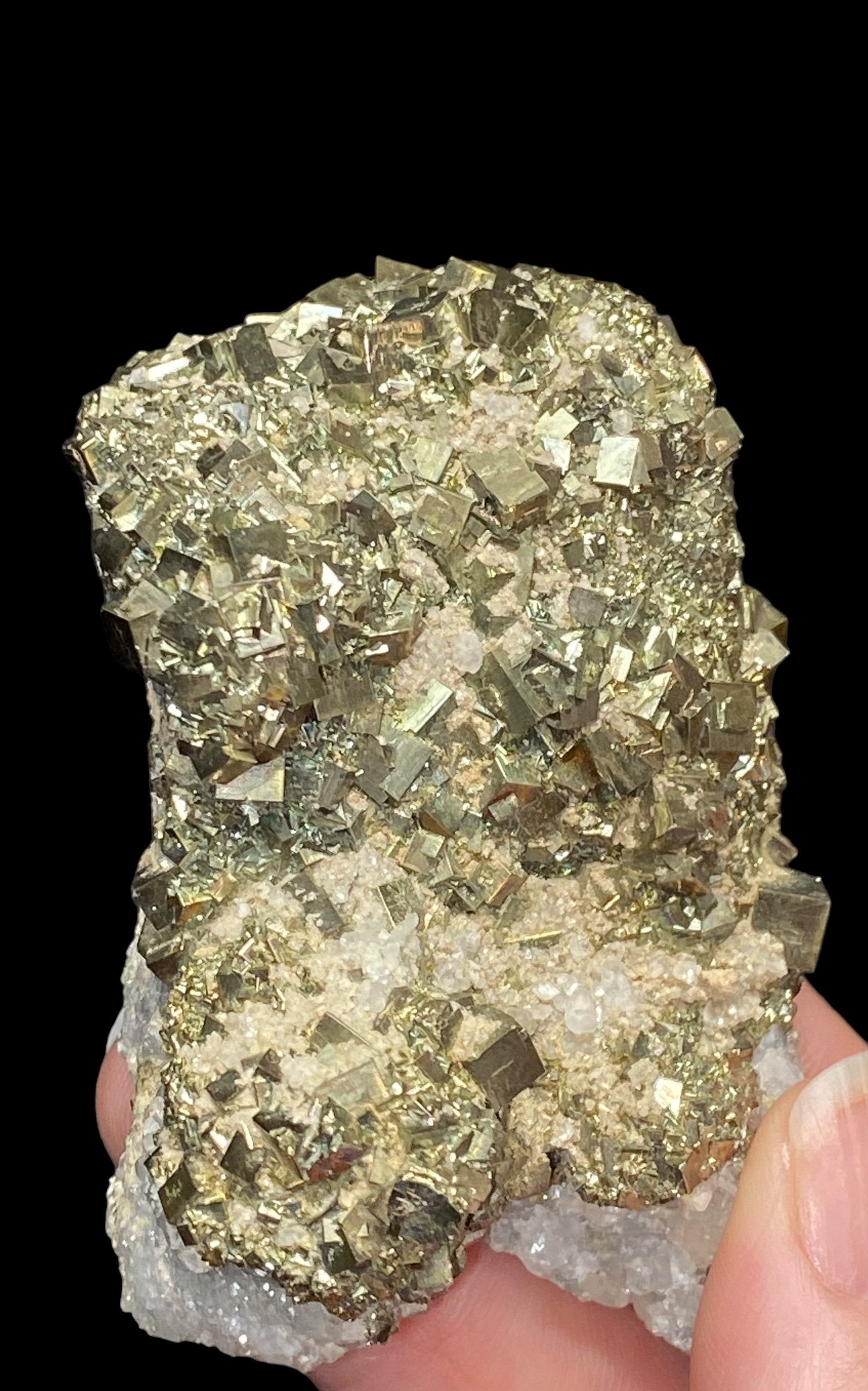 Cubic Pyrite with Calcite from Trepça Mines, Kosovo