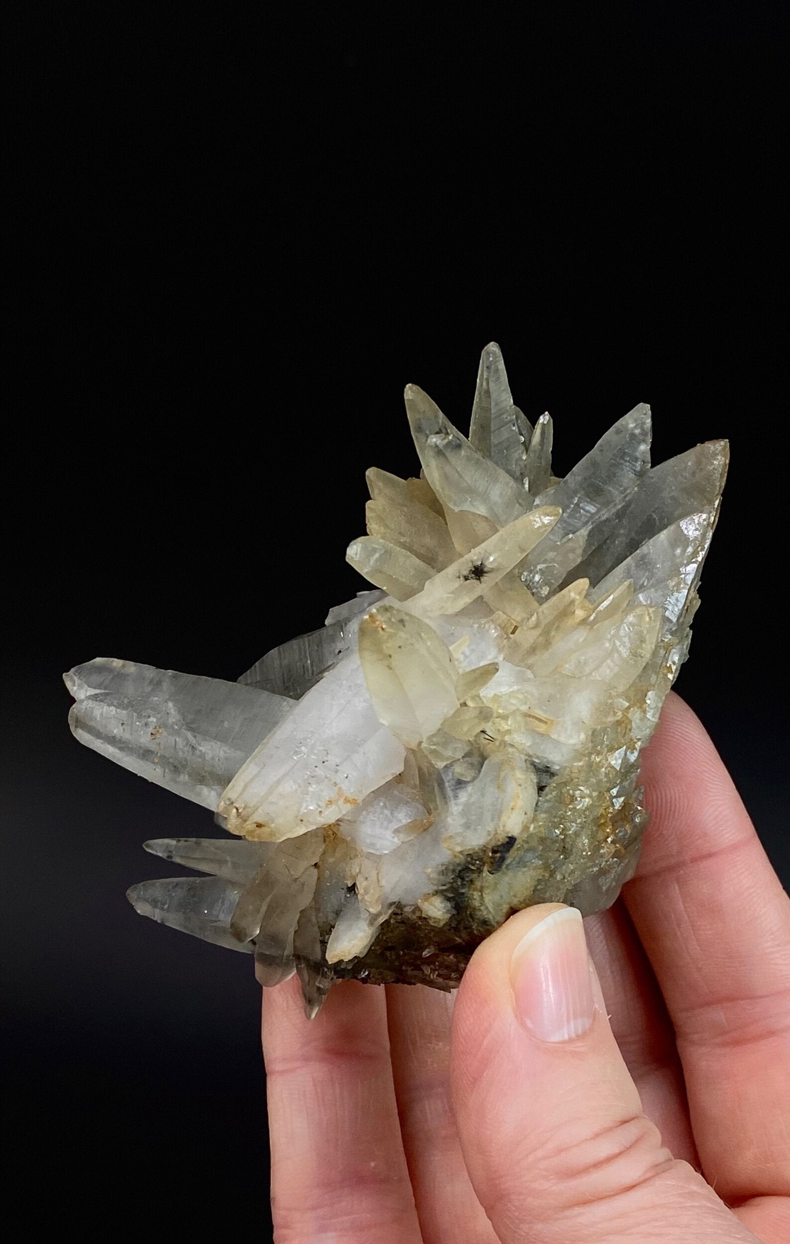 Laser Quartz Crystal Cluster with Hematite Inclustions