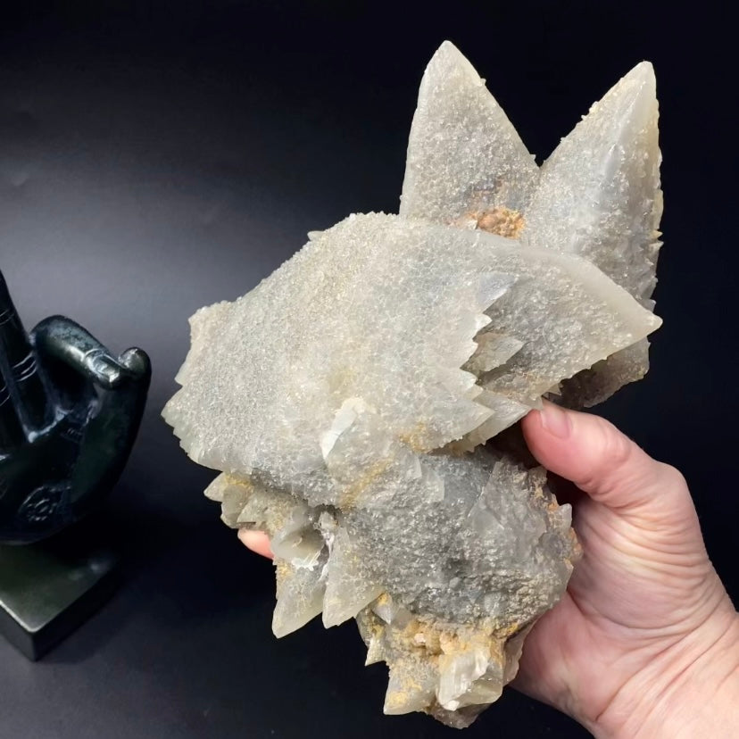 Scalenohedral Dogtooth Calcite Cluster with Minor Fluorite