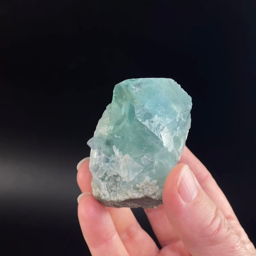 Teal Green Fluorite Cluster with Calcite
