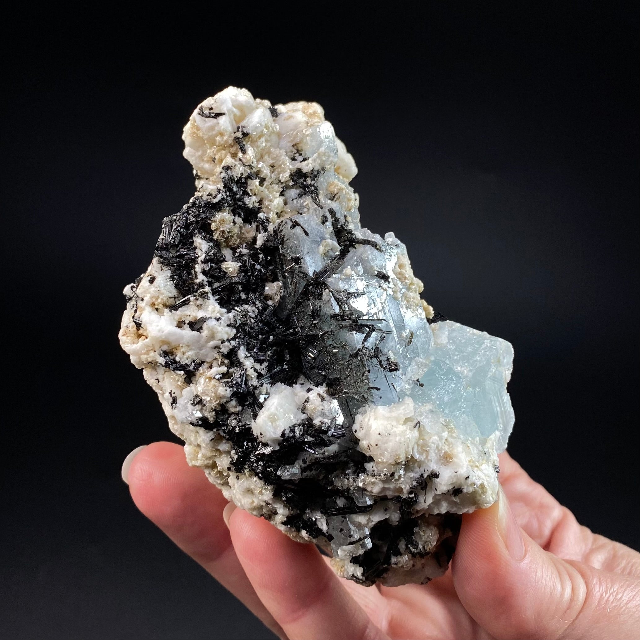 Aquamarine Crystals with Orthoclase and Black Tourmaline, Shigar Valley, Pakistan