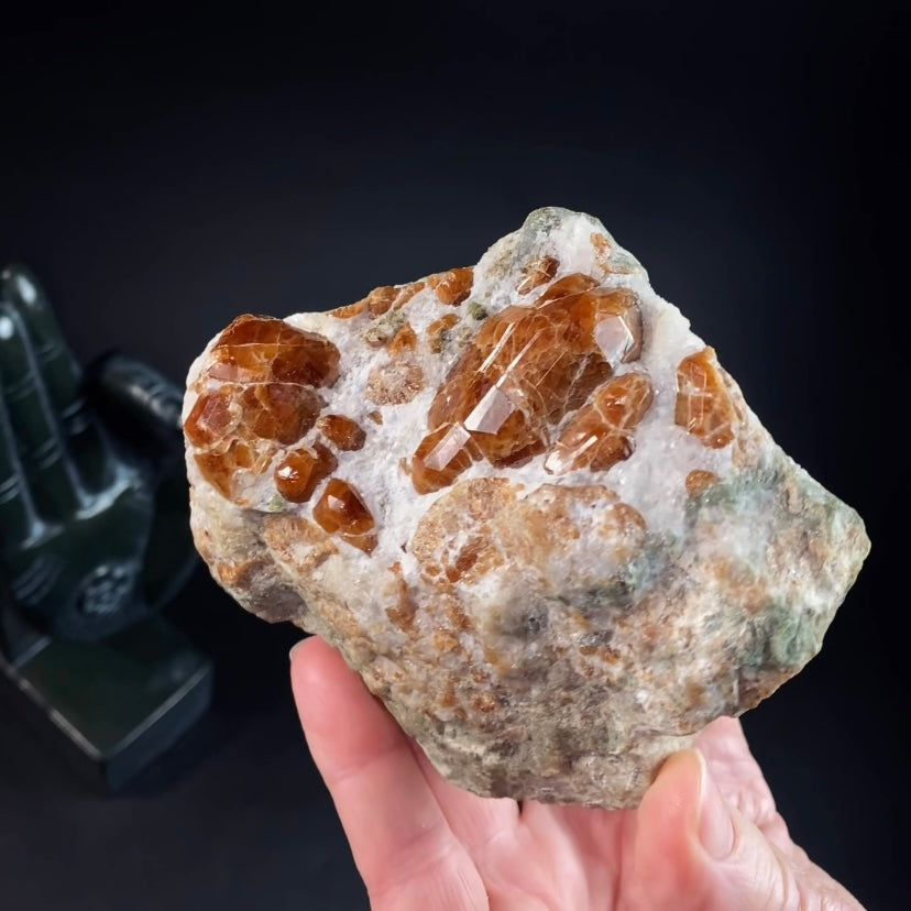 Orange Hessonite Garnets on Matrix