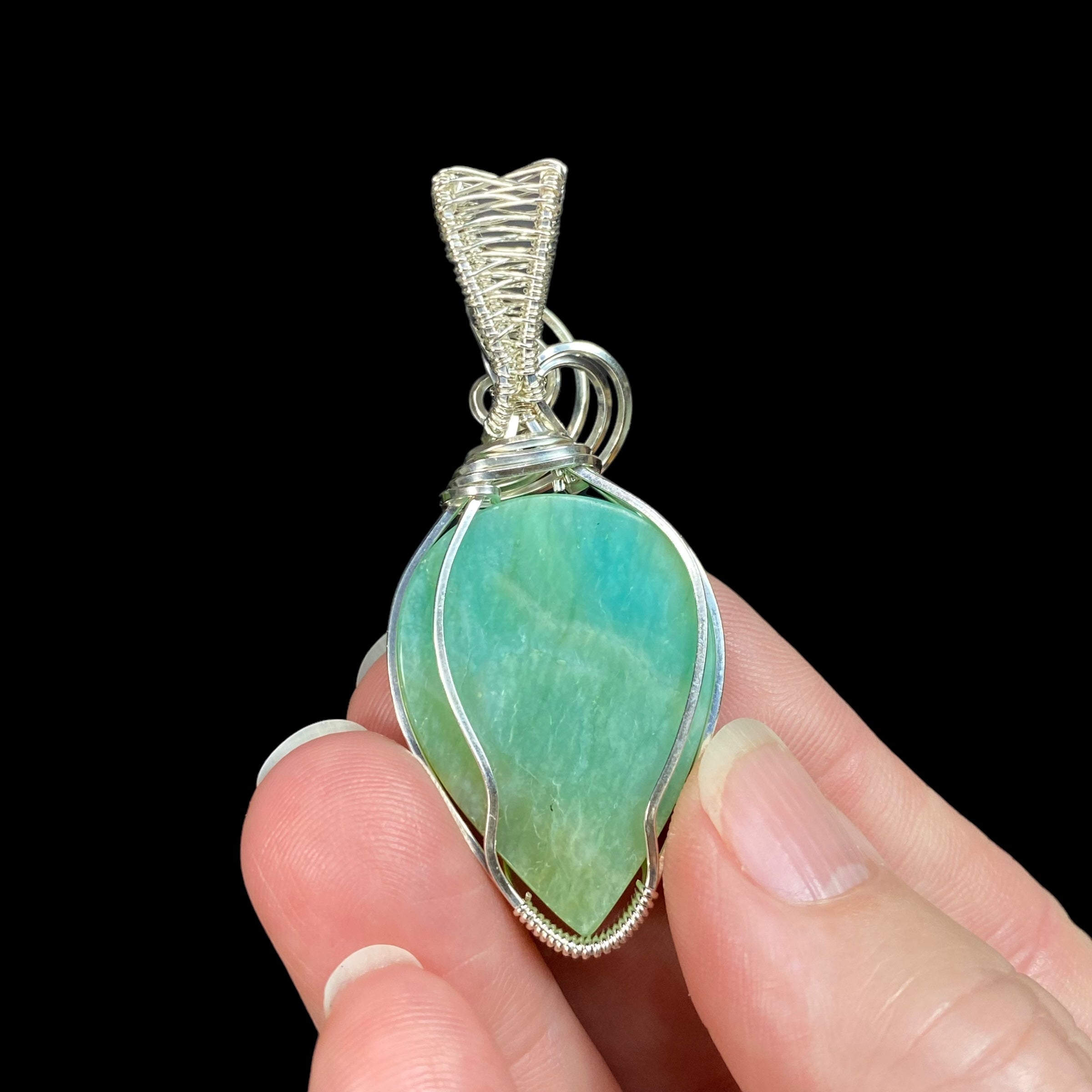 Opalized Petrified Wood & Sterling Silver Wire Wrapped Pendant