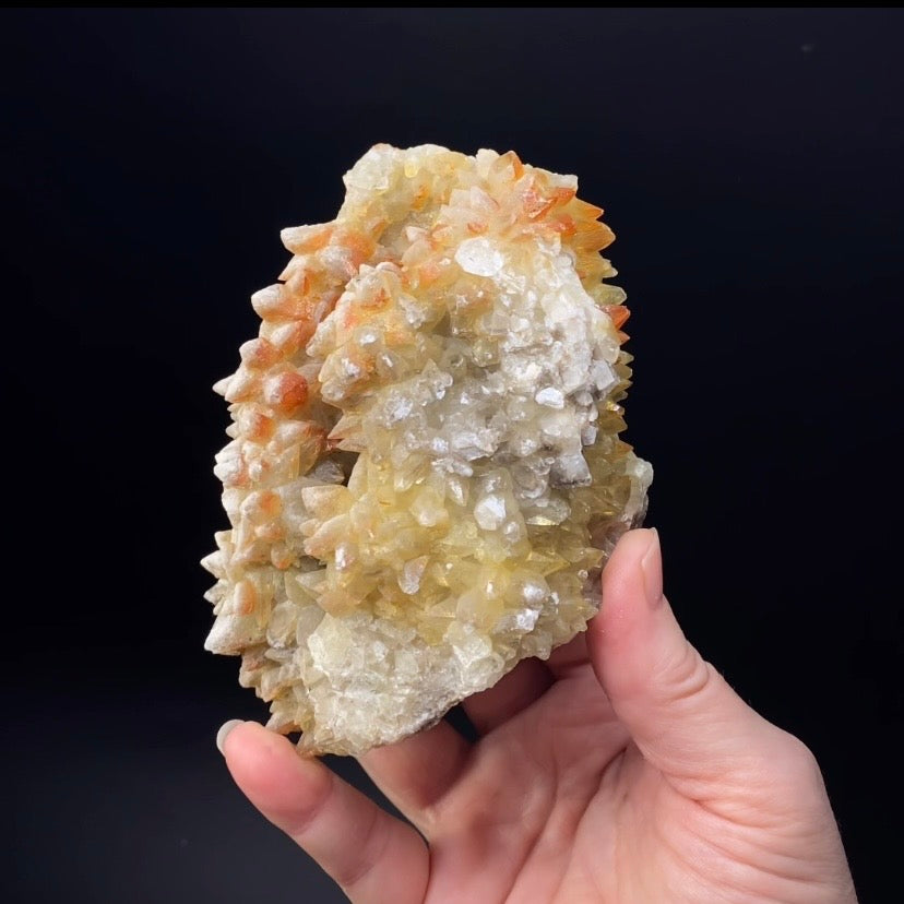 Scalenohedral Dog Tooth Calcite Crystal Cluster with Natural Iridescent Iron Oxide Surface