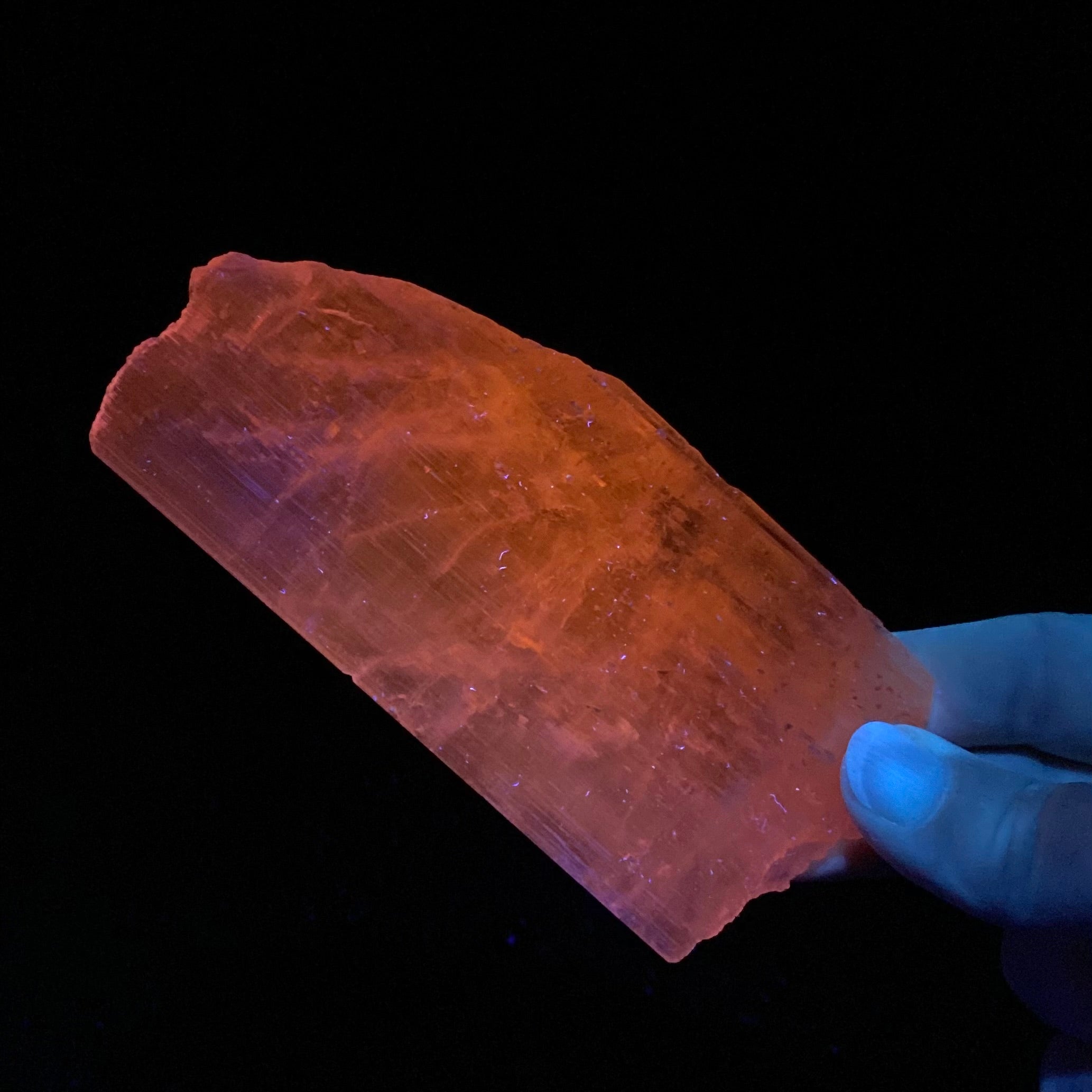 Large Pink Kunzite Spodumene Crystal, Fluorescent
