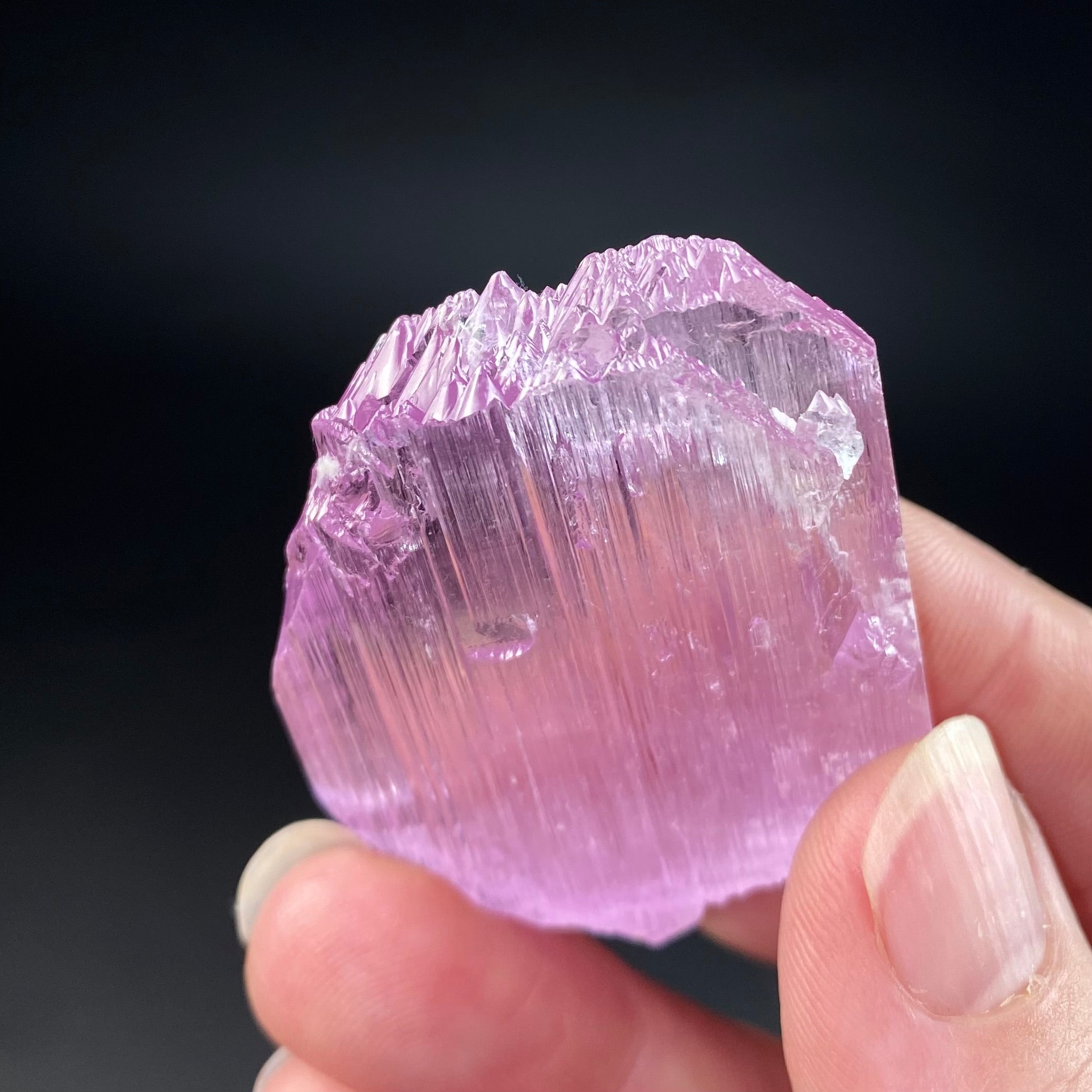 Pink Kunzite Spodumene Crystal, Fluorescent with Multiple Terminations