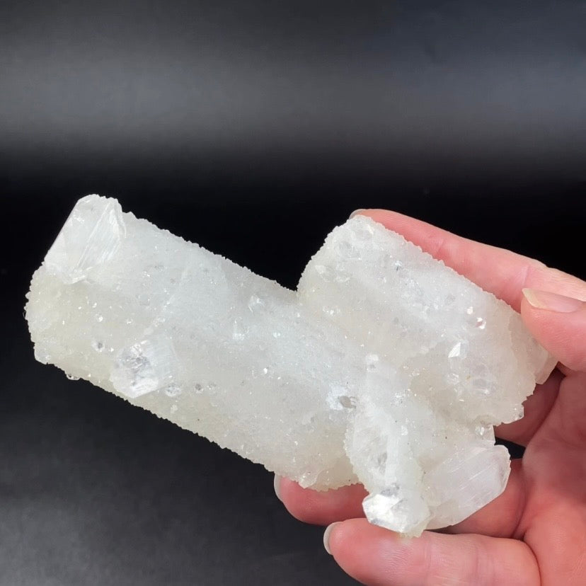 Clear Apophyllite Stalactite Formation Cluster with Fluorescent Calcite Core