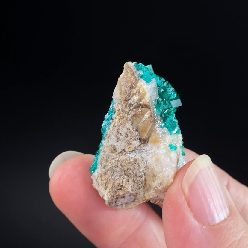 Dioptase Crystals on Quartz Rich Matrix from Kazakhstan