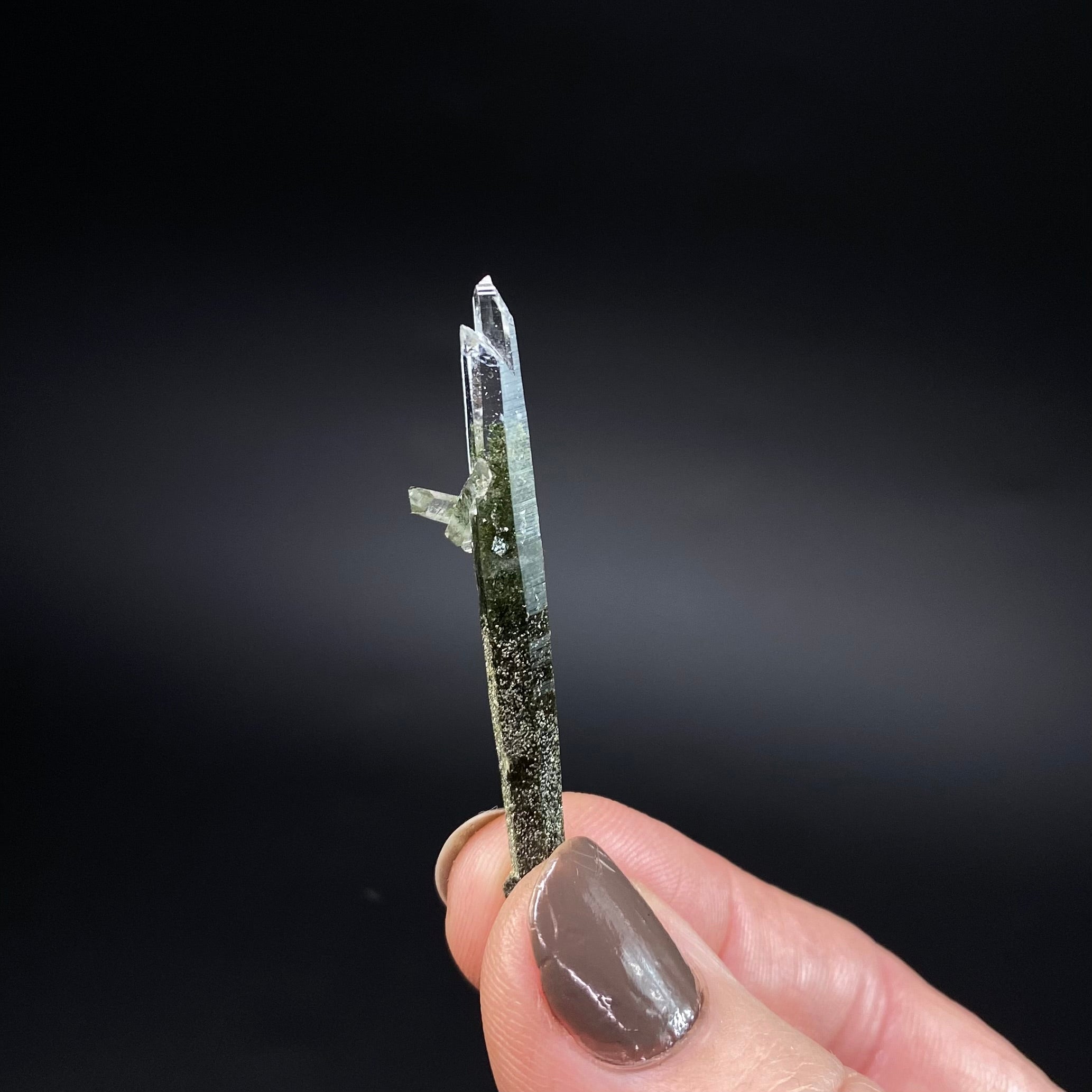 Himalayan Laser Chlorite Included Quartz Cluster from Ganesh Himal, Nepal