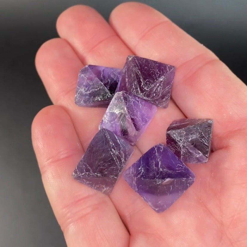 Purple Fluorite Octahedron Crystal - Fluorescent