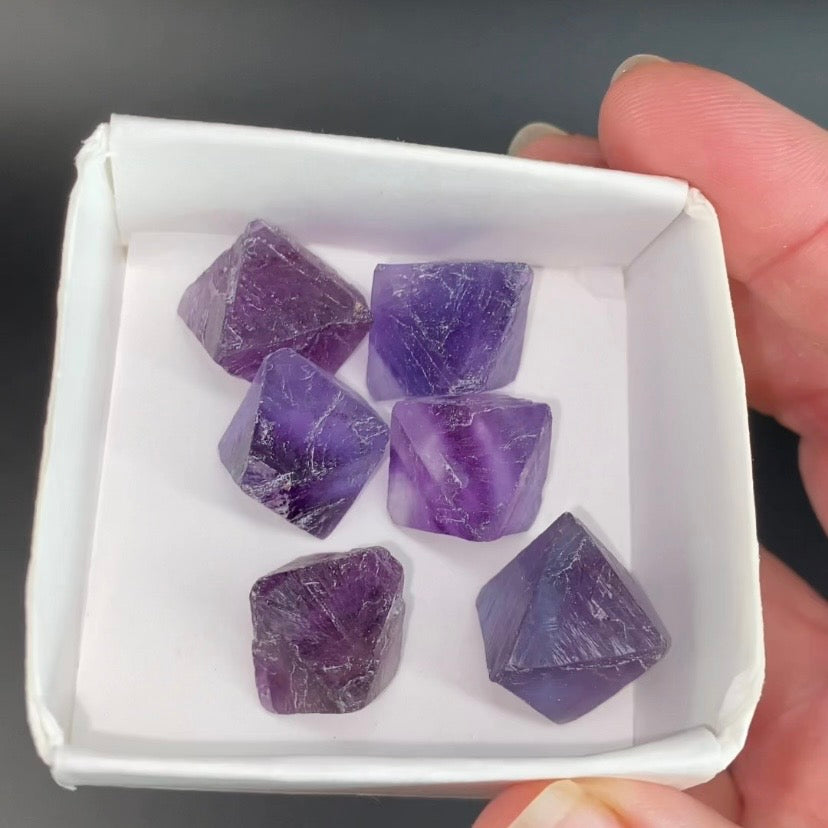Purple Fluorite Octahedron Crystal - Fluorescent
