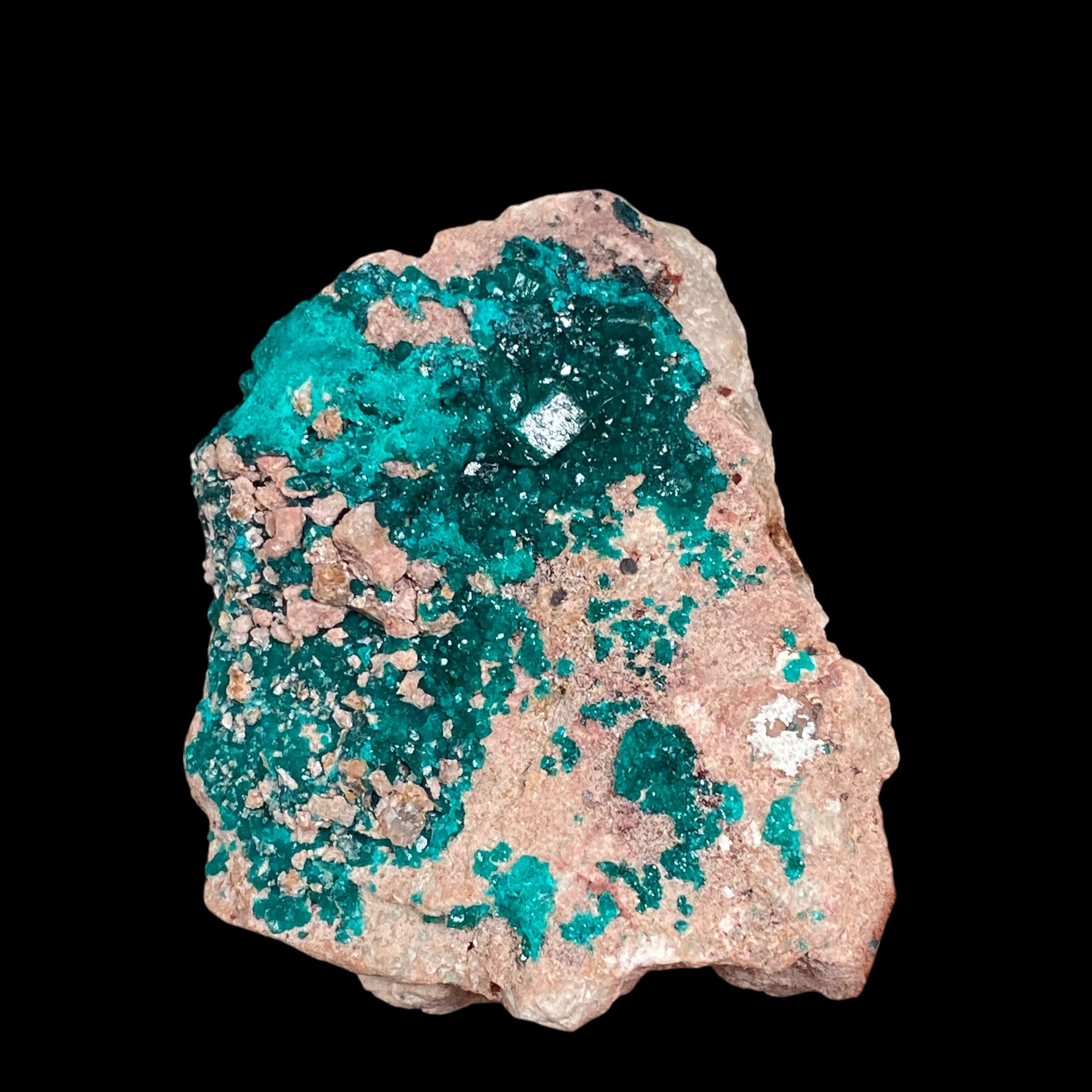 Dioptase Crystals on Sandy Quartz Rich Matrix