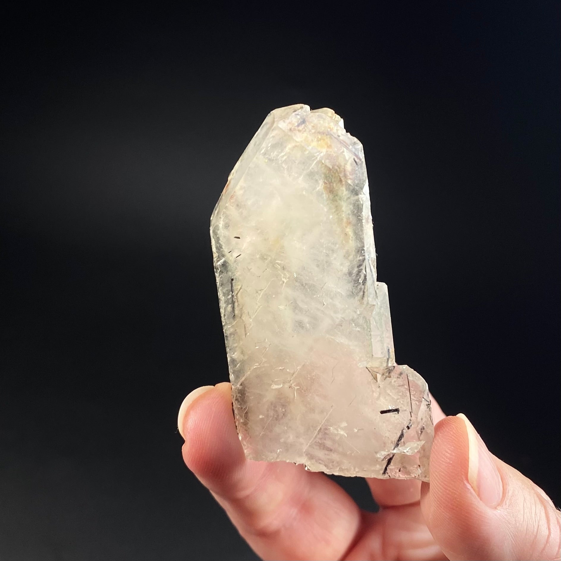Tabular Quartz Crystal with Black Tourmaline Inclusions