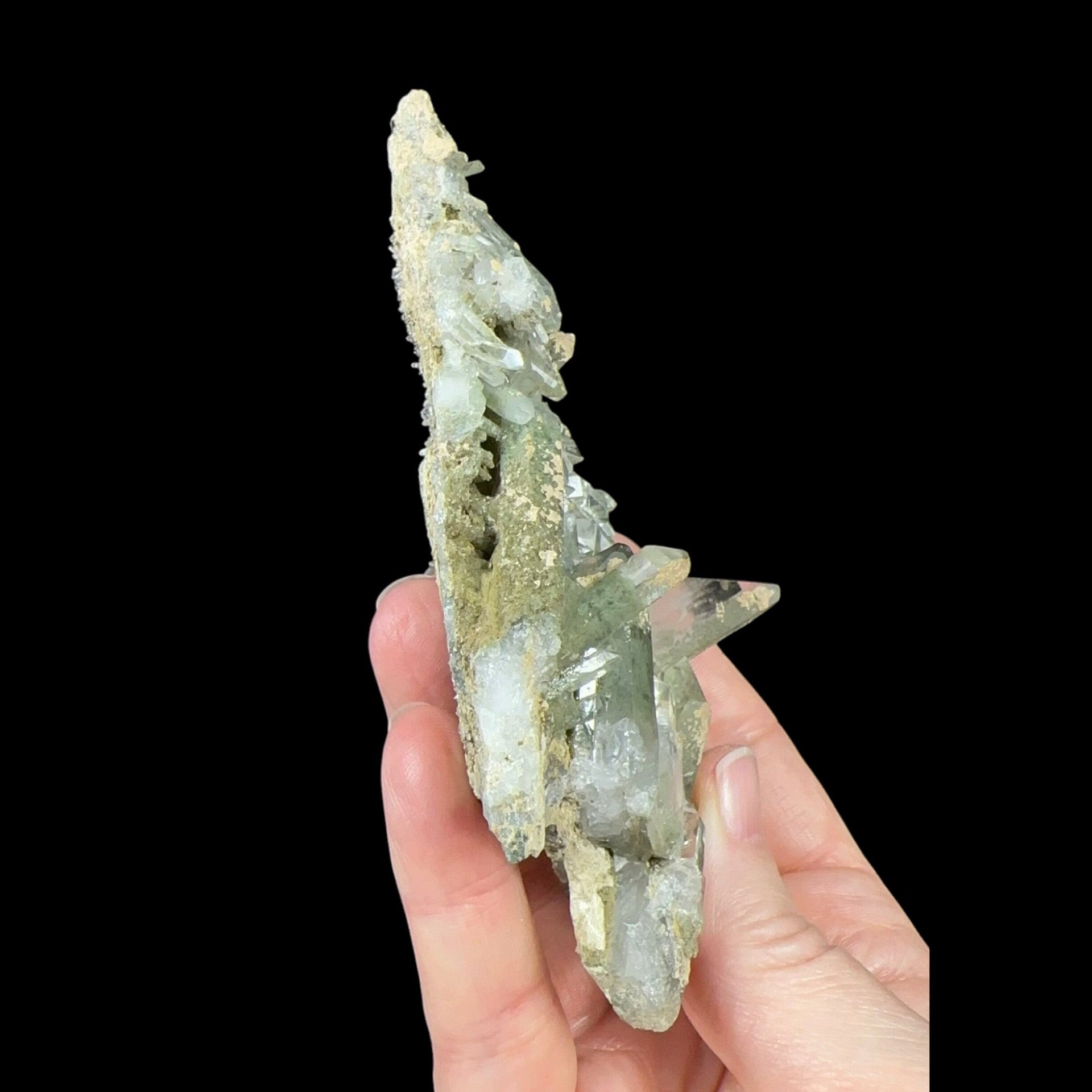 Chlorite Included Quartz Crystal Cluster / Plate