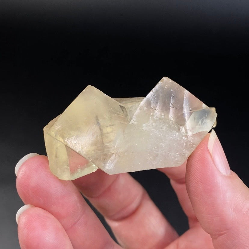 Light Golden Rhombic Calcite Cluster with Record Keepers