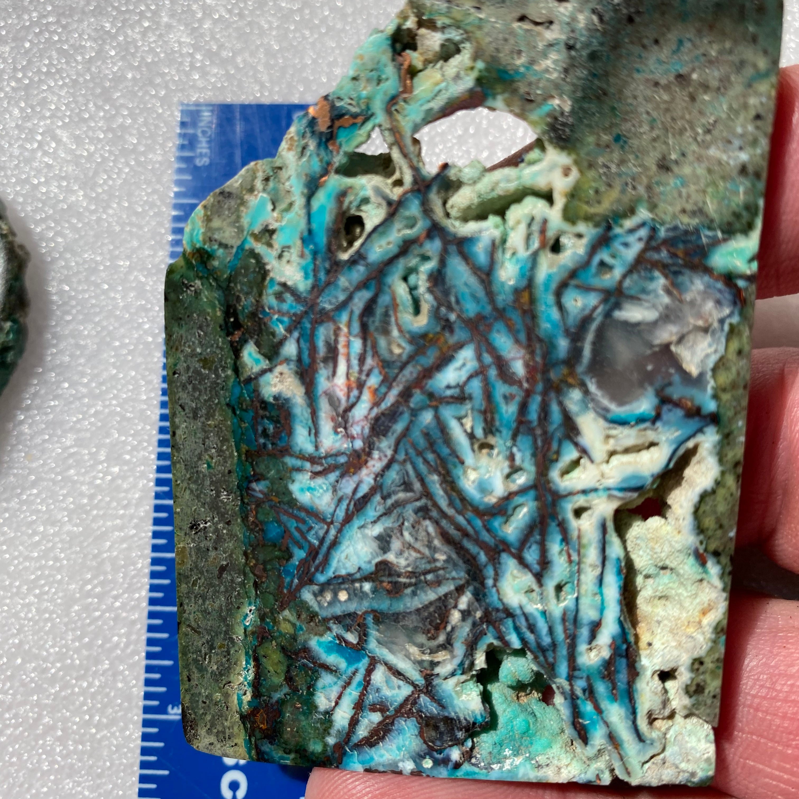 Chrysocolla & Copper Indonesian Copper Web with Matrix Polished Slab