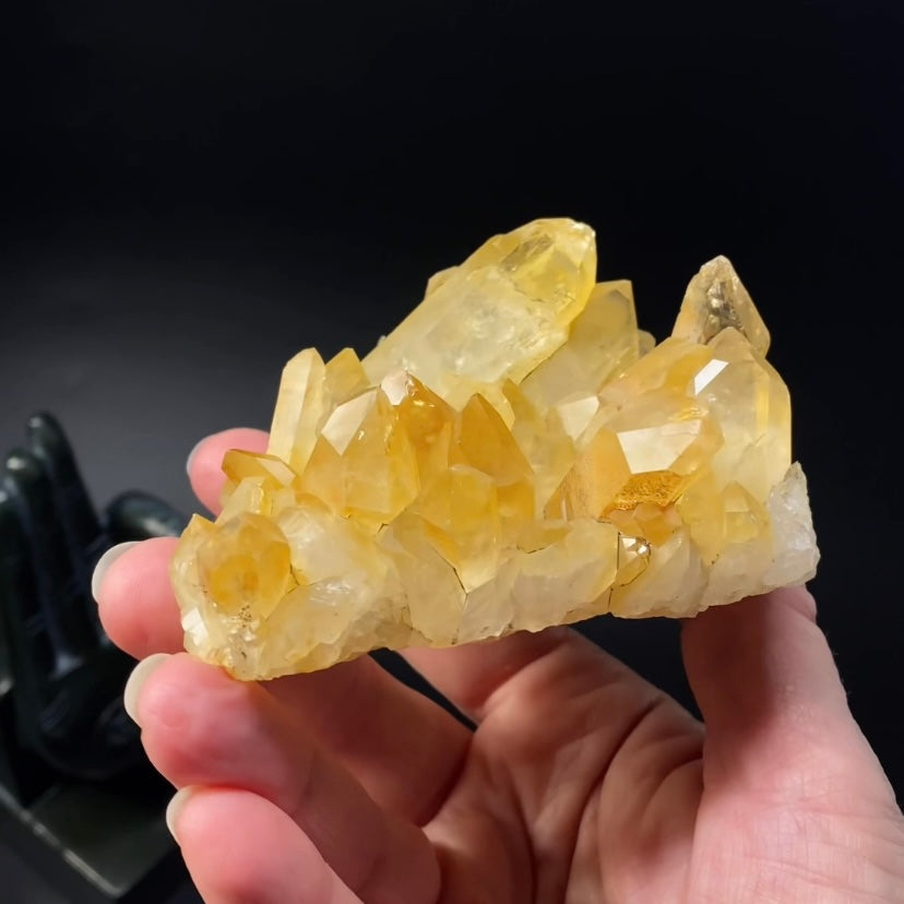 Clear Quartz Crystal Cluster with Natural Yellow Iron Oxide Coating