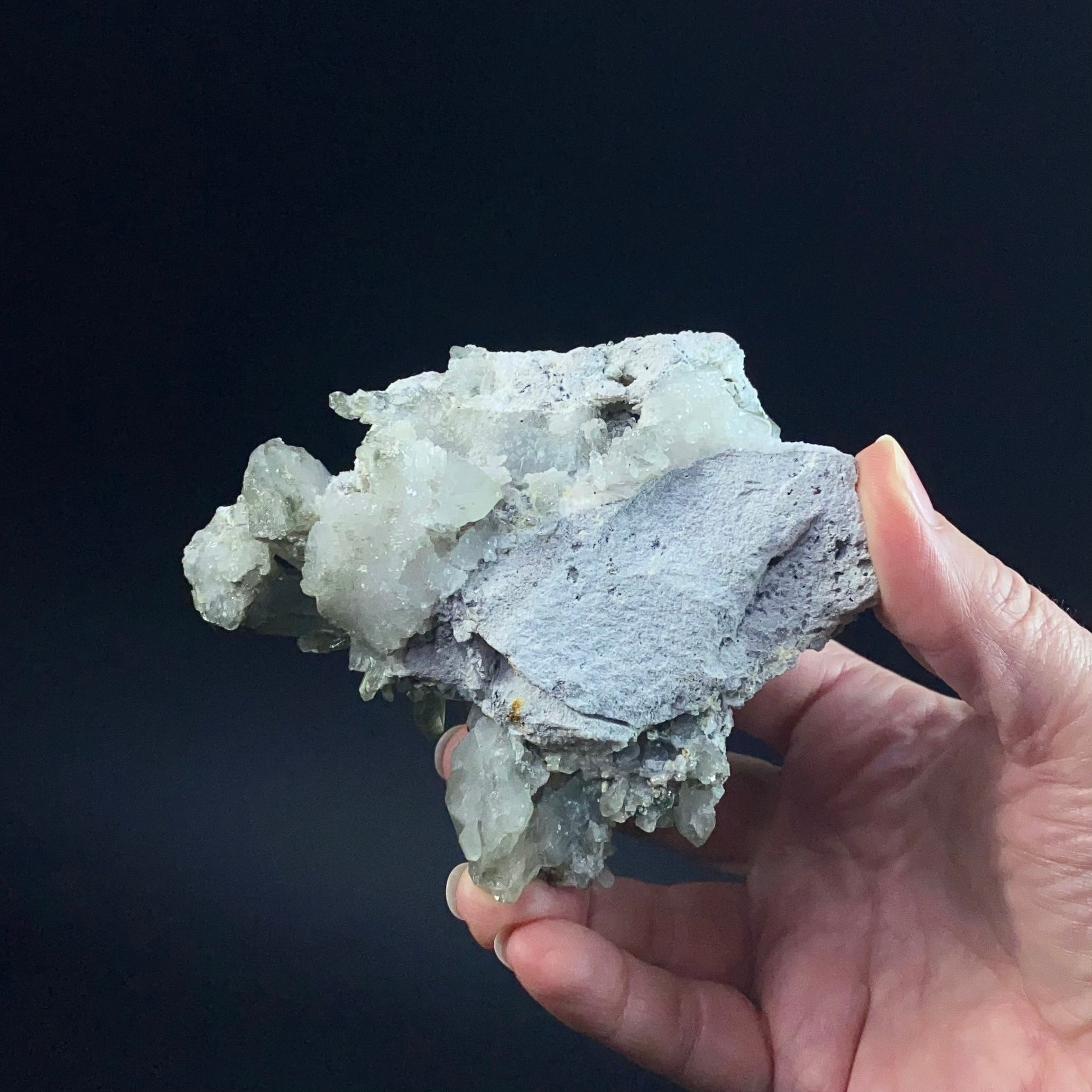 Chlorite Included Quartz Crystal Cluster