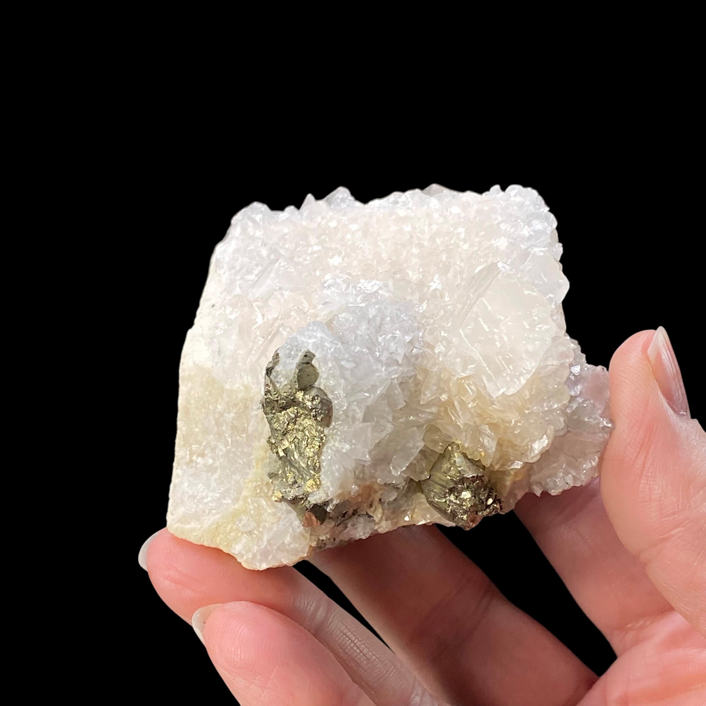 Mangano Calcite Rhombus with Pyrite and Quartz, Trepca Mine Complex, Kosovo