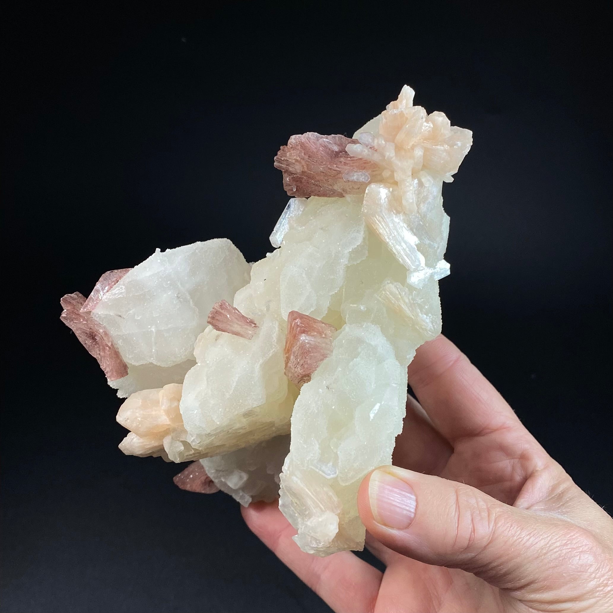 Unique Cluster of Calcite Rhombohedrons with Red Heulandite & Stilbite