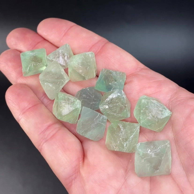 Green Fluorite Octahedron Crystal - Fluorescent