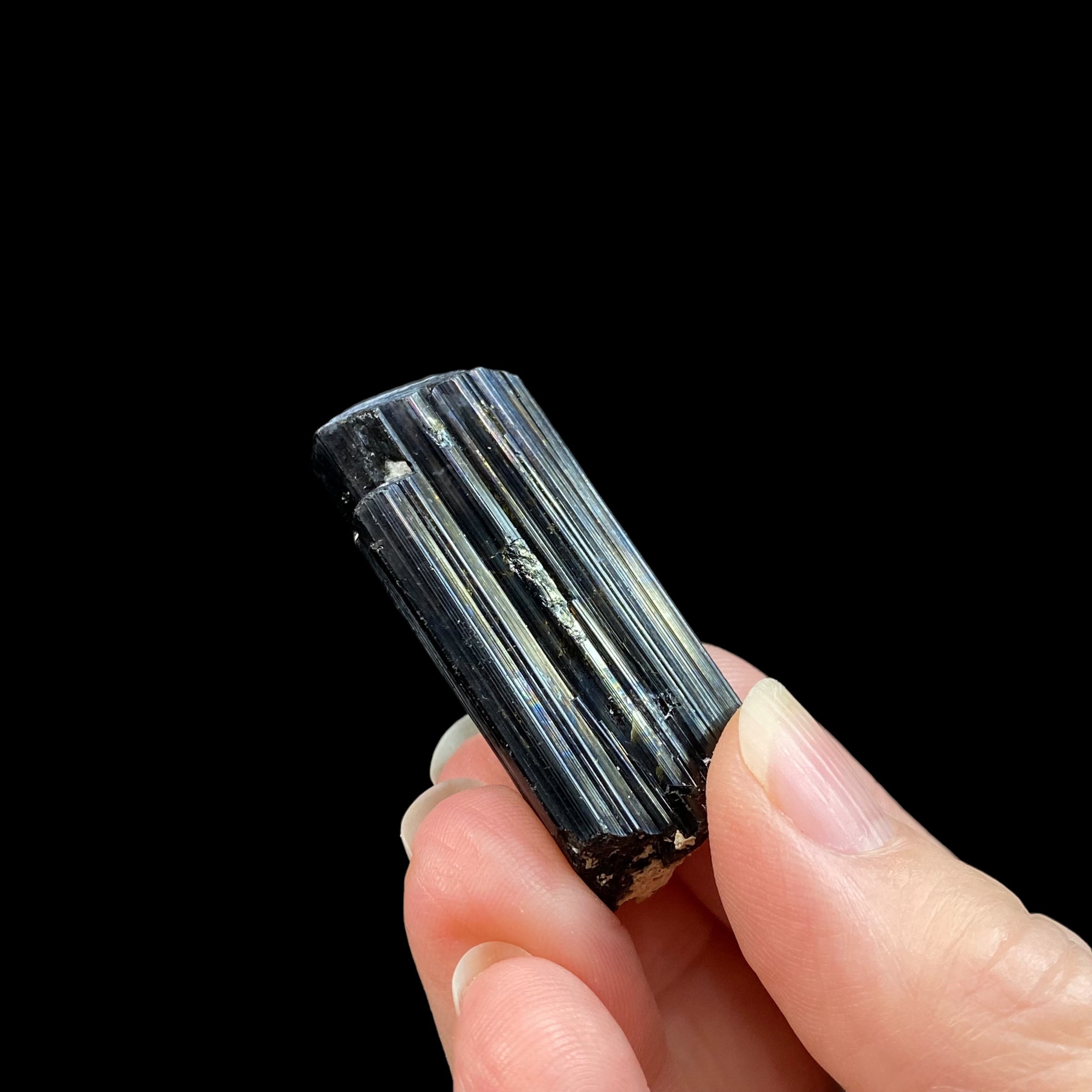 Black Tourmaline Schorl Crystal with Natural Iridescence