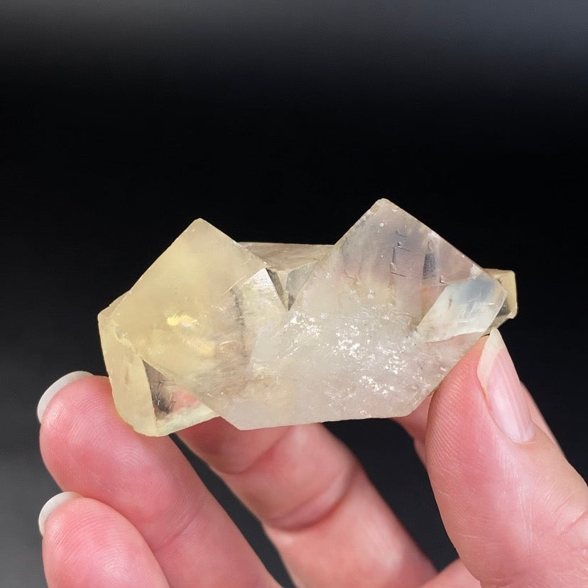 Light Golden Rhombic Calcite Cluster with Record Keepers