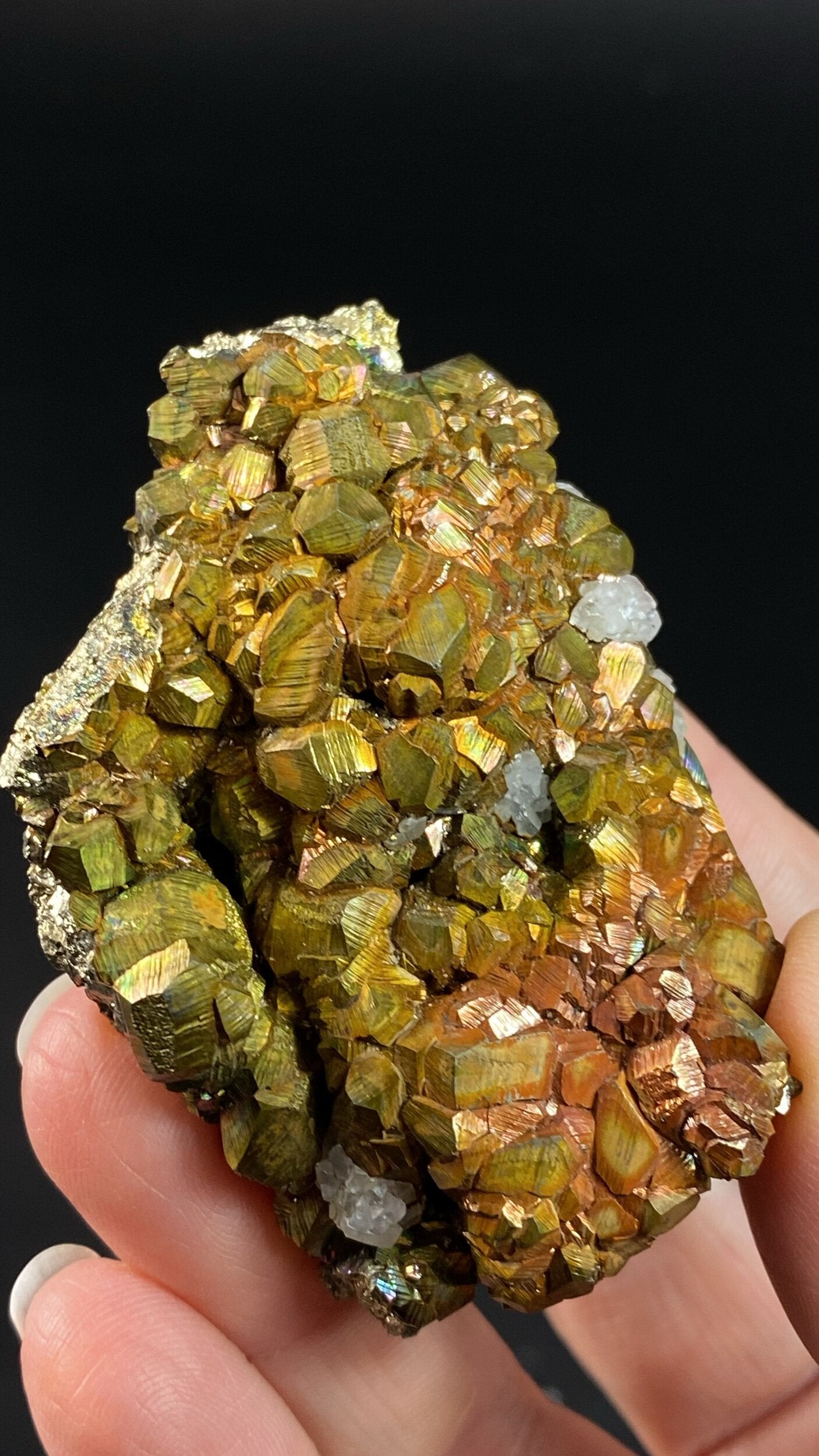 Iridescent Pyrite & Calcite Cluster from Trepca Mines, Kosovo