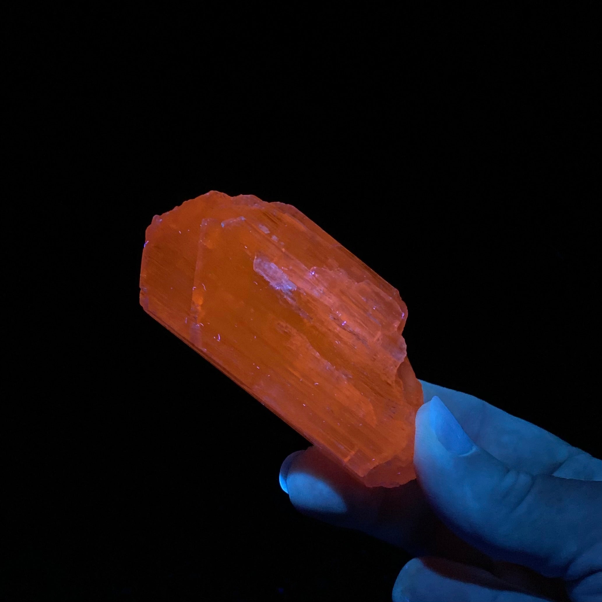 Large Pink Kunzite Spodumene Crystal, Fluorescent