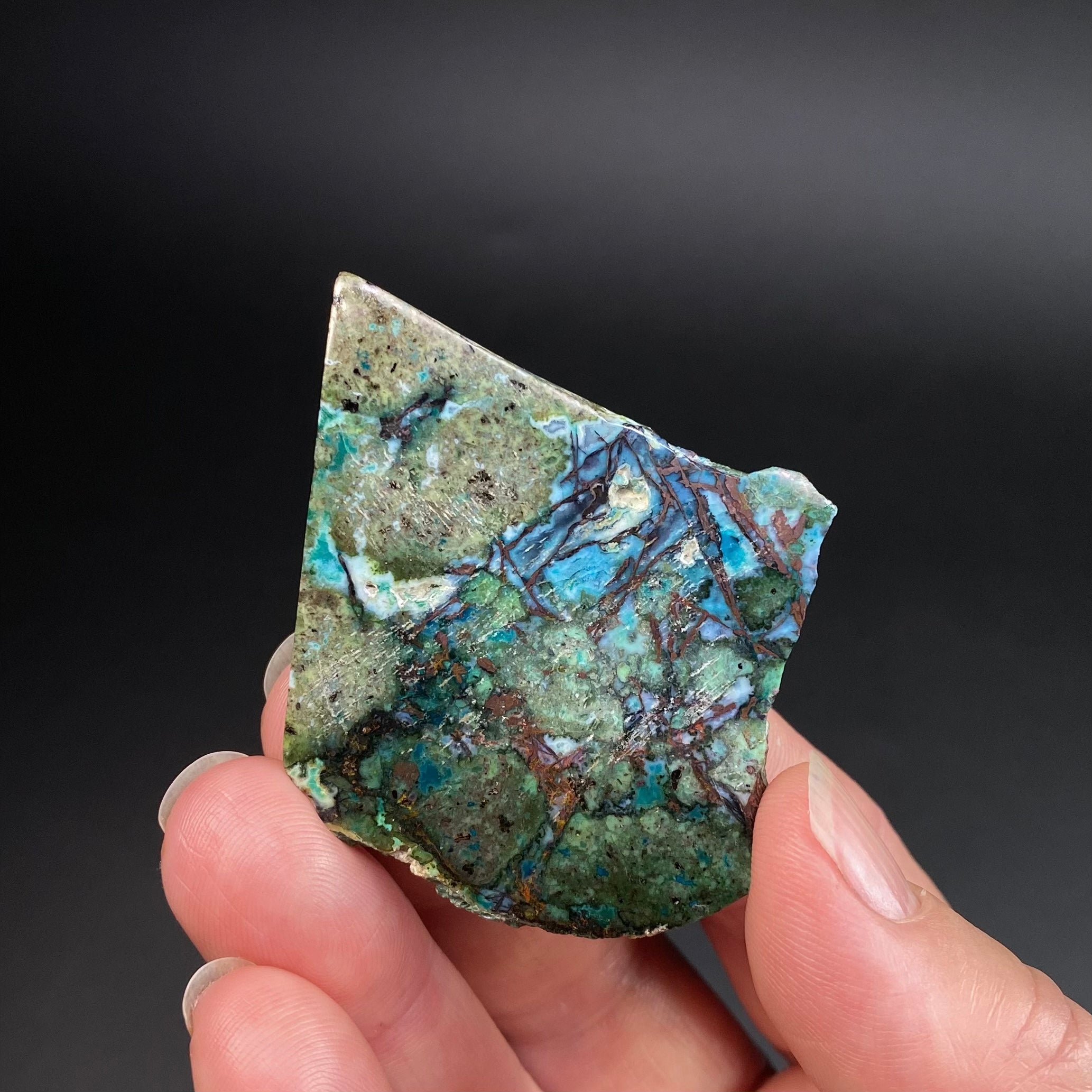 Chrysocolla & Copper Indonesian Copper Web with Matrix Polished Slab