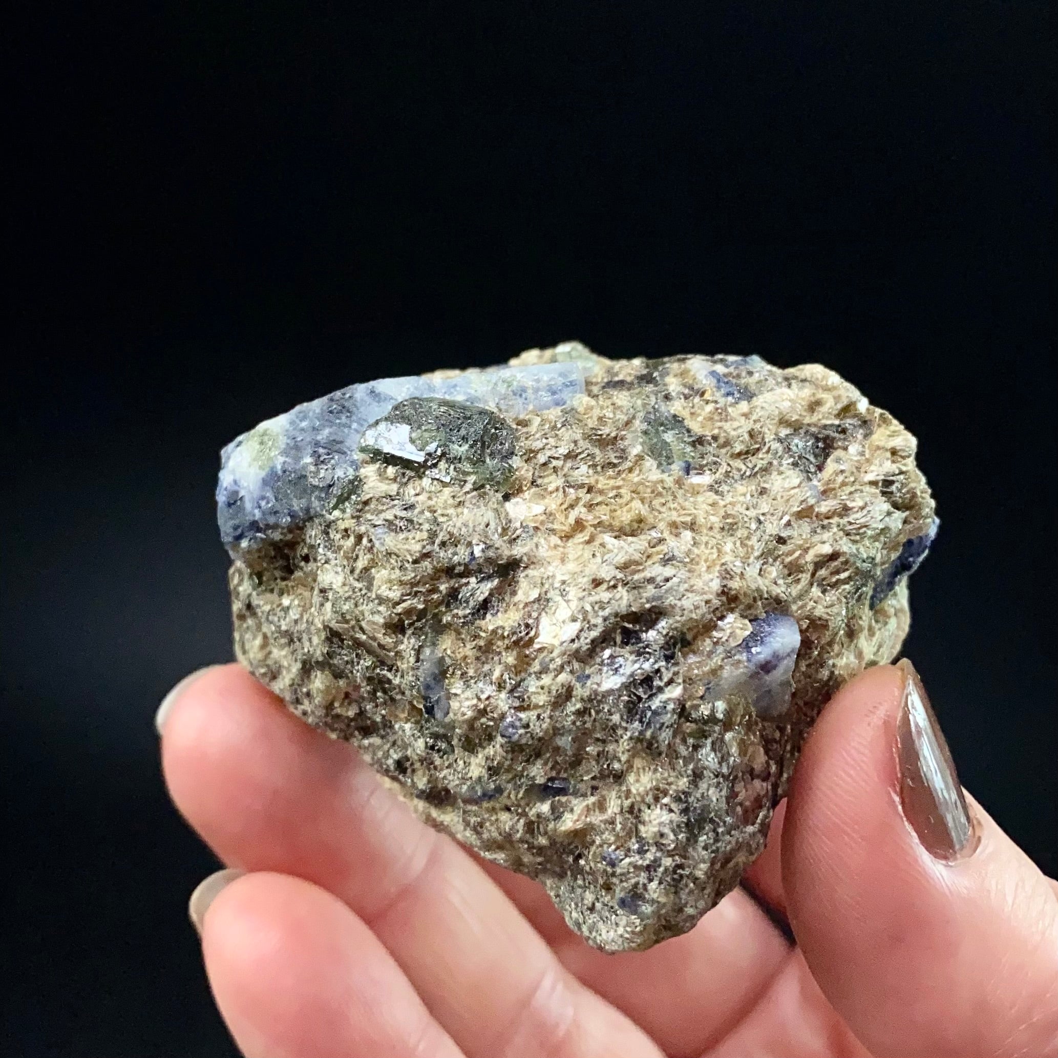 Sapphire with Dravite Tourmaline in a Mica Schist Matrix