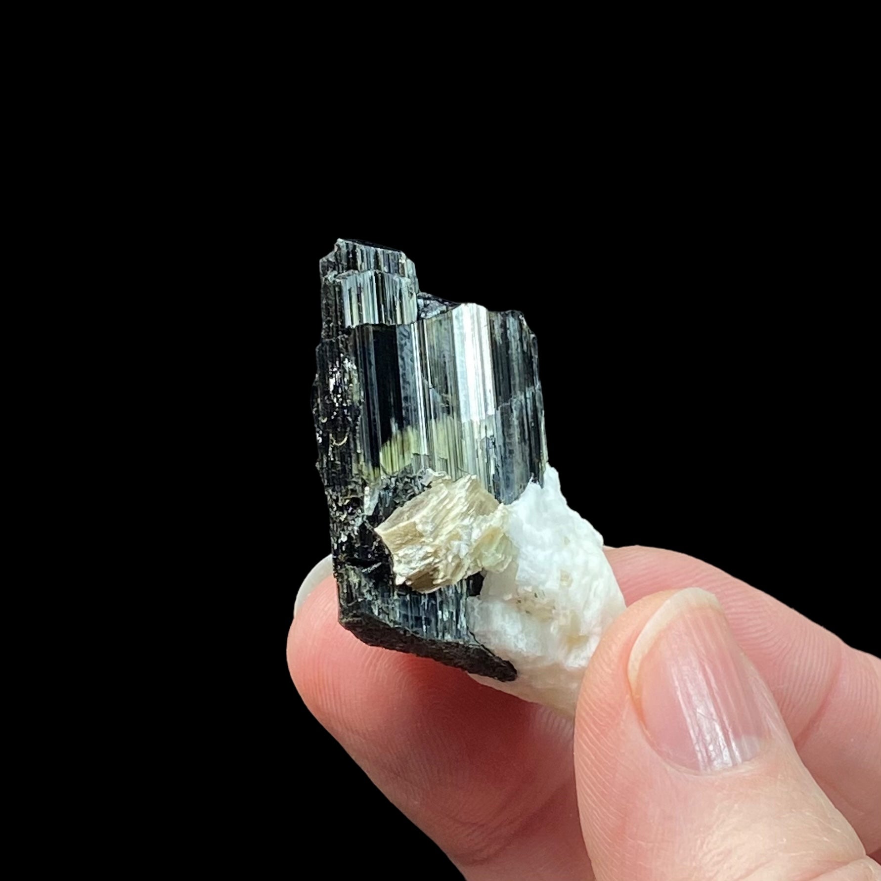 Green Tourmaline Crystal with Mica & Feldspar
