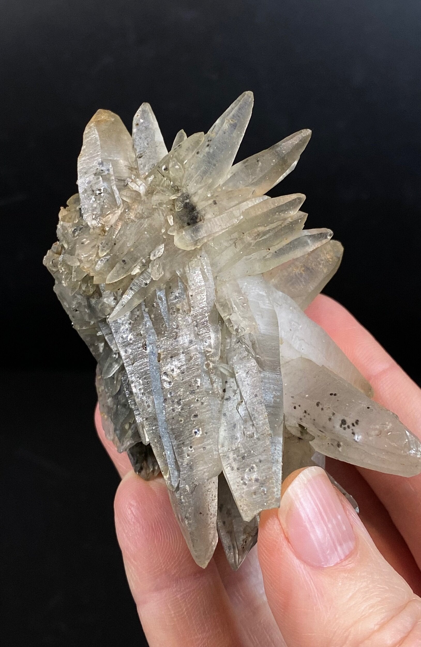 Laser Quartz Crystal Cluster with Hematite Inclustions