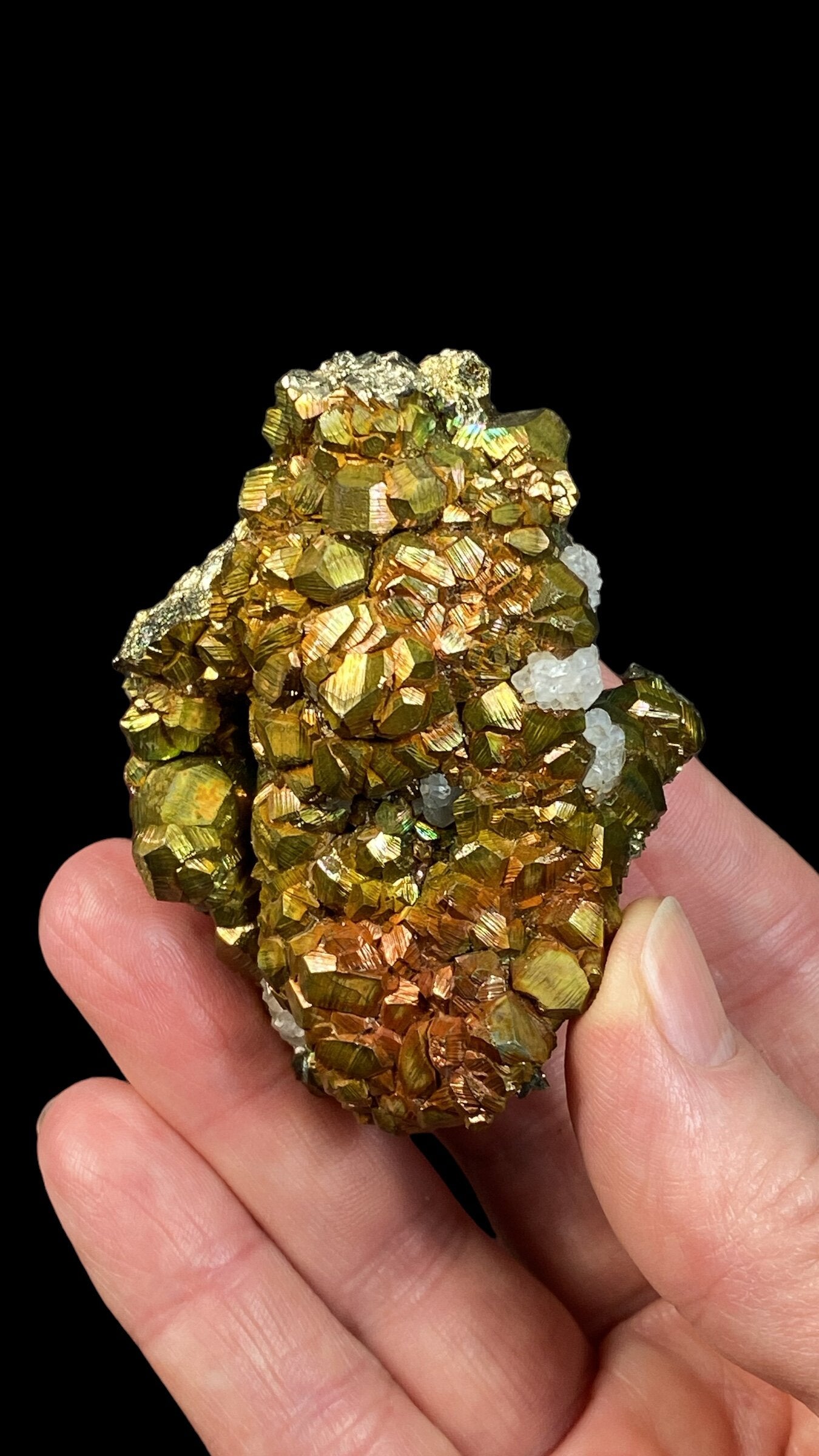 Iridescent Pyrite & Calcite Cluster from Trepca Mines, Kosovo