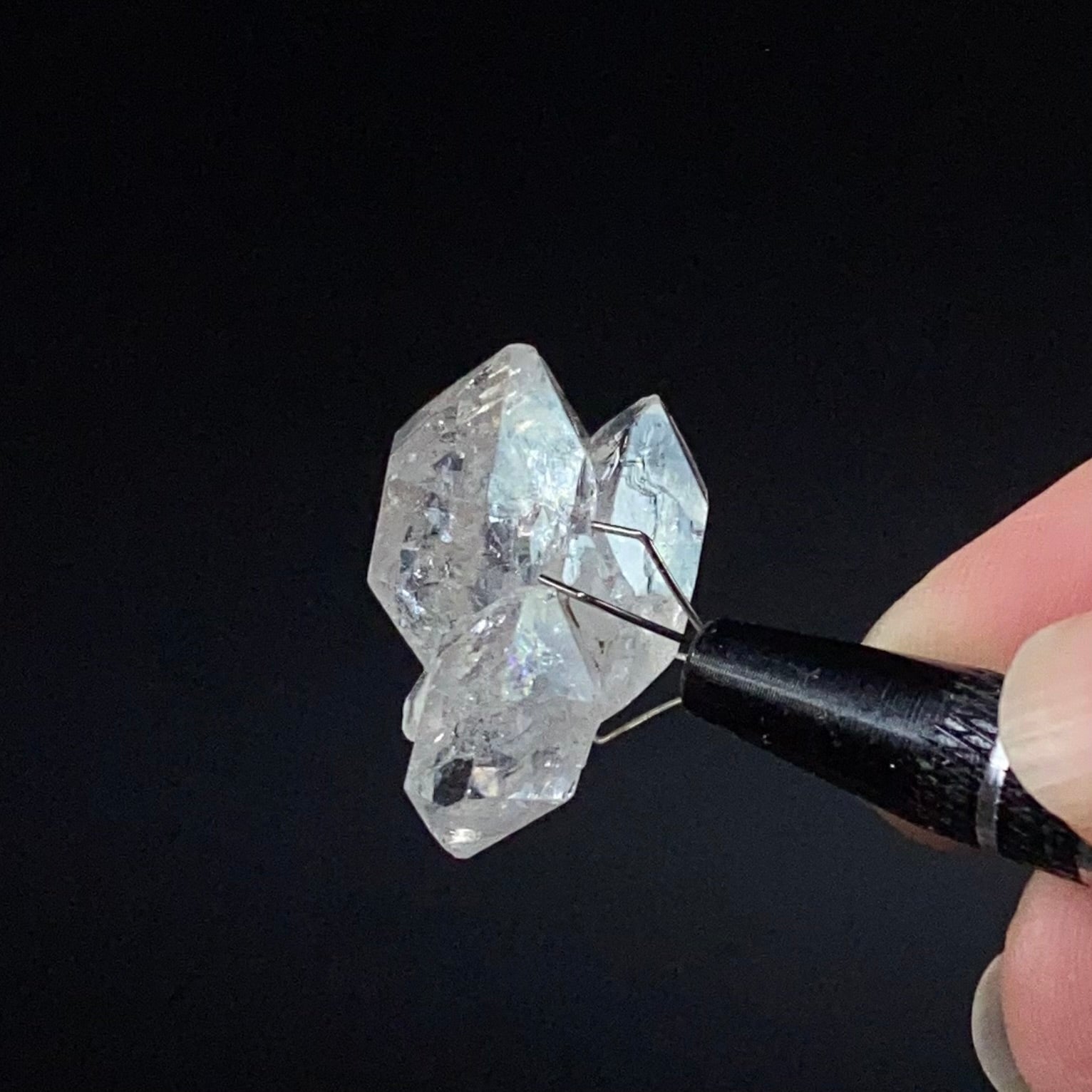Double Terminated Diamond Style Quartz Crystal Cluster