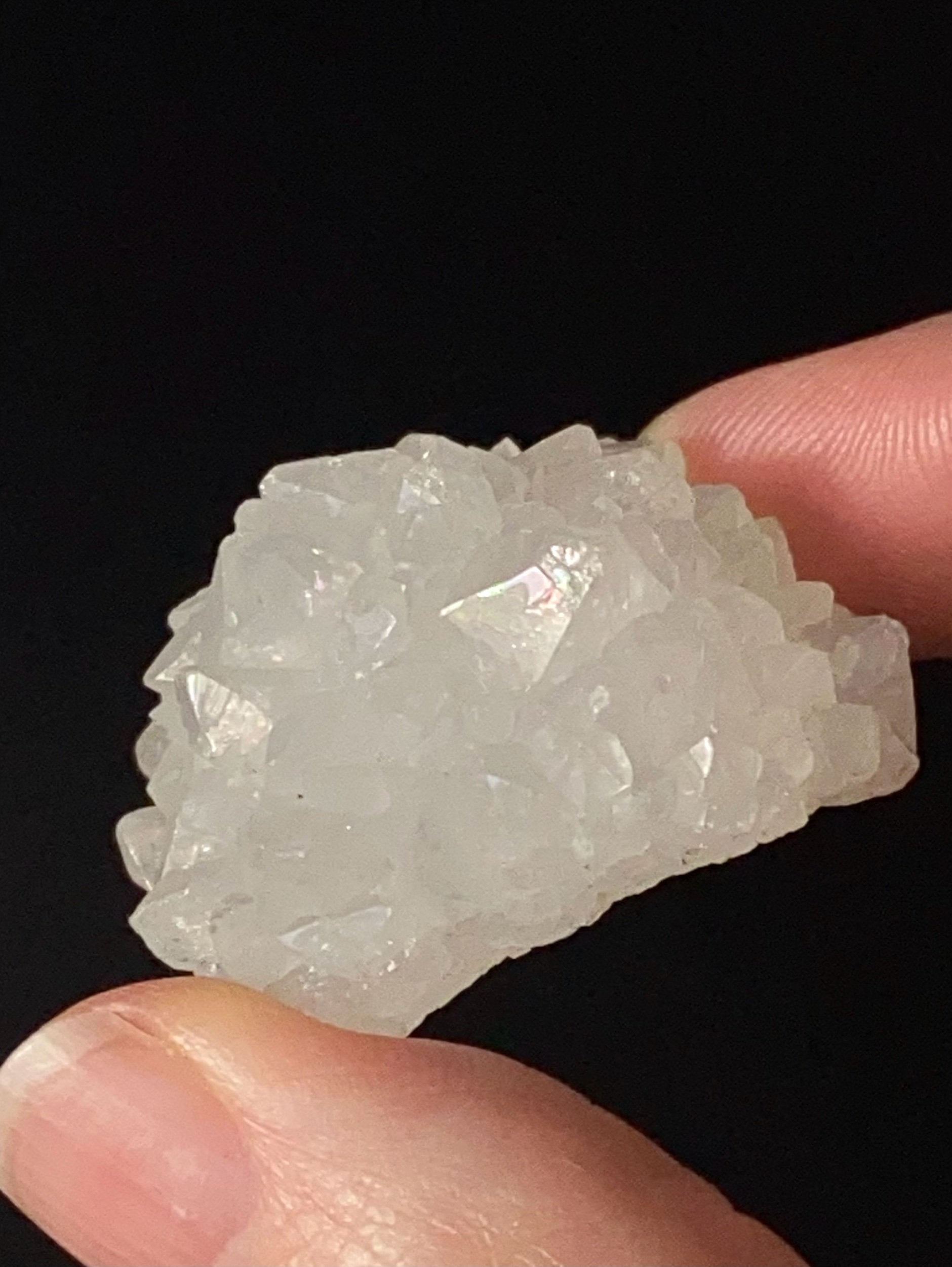 Clear Apophyllite Crystal Cluster with Rainbow Iridescence